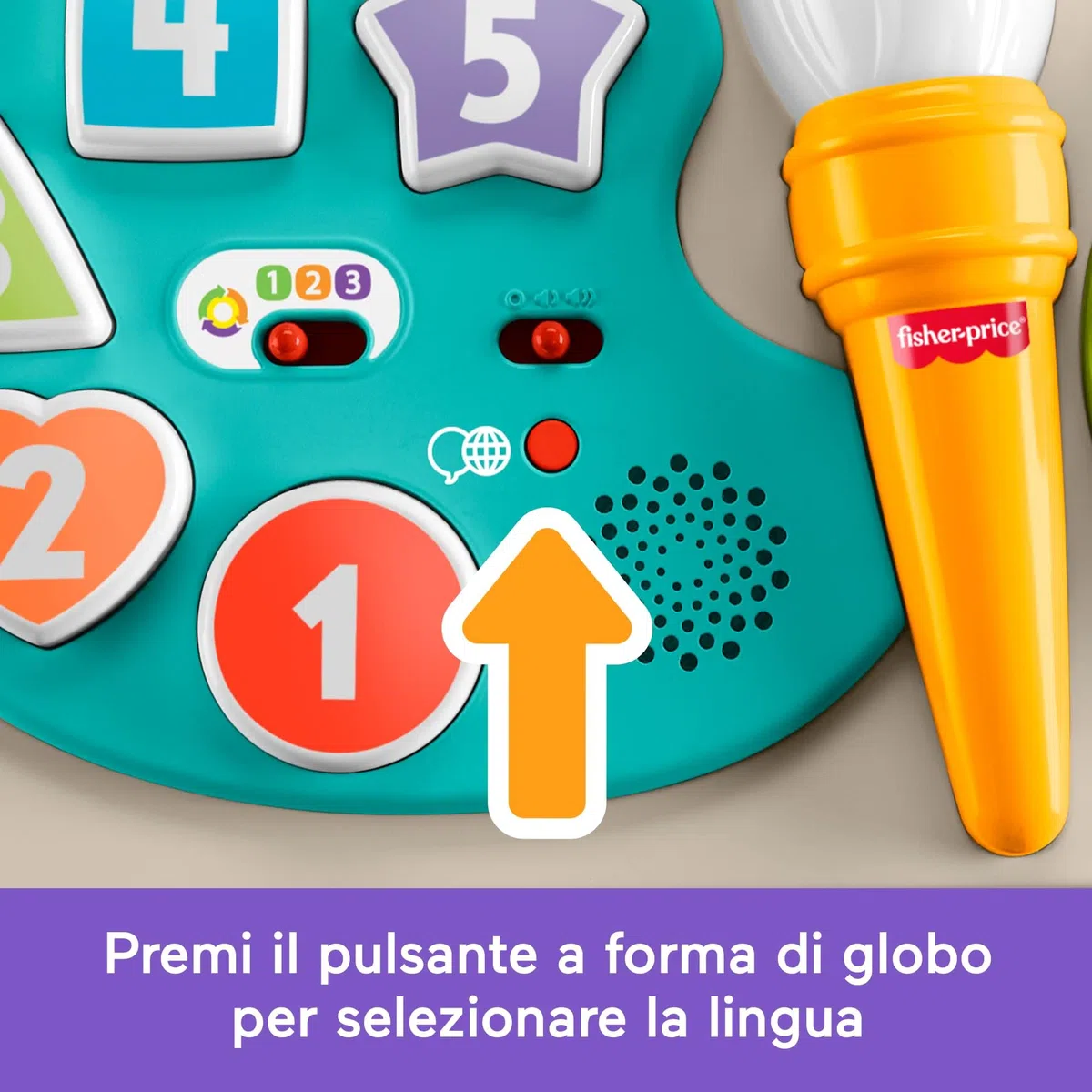 Fisher-Price - Tavolino attività 4 in 1, Pannello interattivo e cavalletto d'Arte, con luci, Suoni e canzoncine, Versione Italiano +ES+in+PT, Giocattolo per Bambini, 6+ Mesi, JGW89
