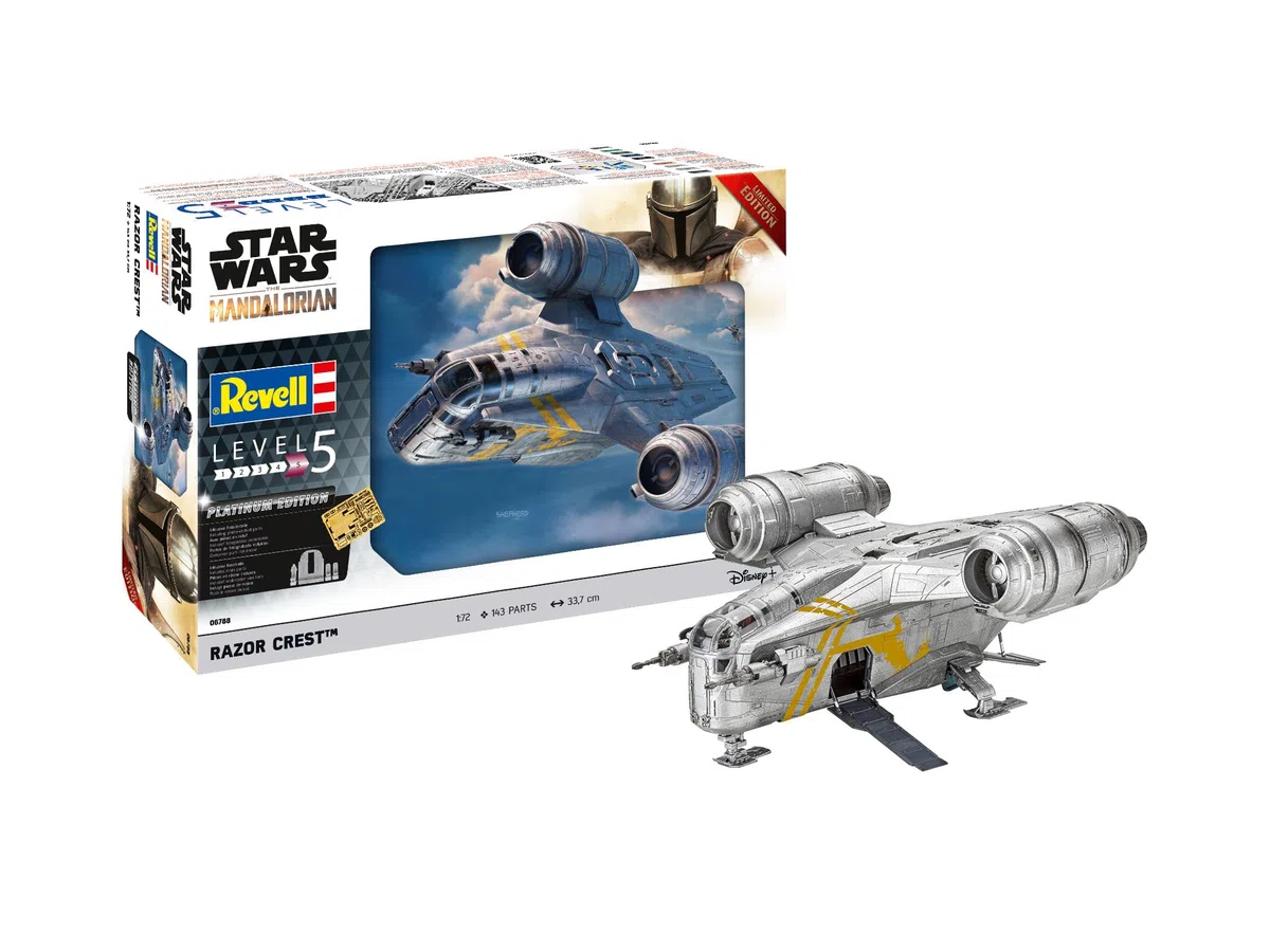 Revell Platinum Edition 06788 Star Wars: The Mandalorian Razor Crest (Din Djarin), scala 1:72, non costruito/non verniciato, edizione limitata, kit modellino in plastica con fotoincisioni e parti in