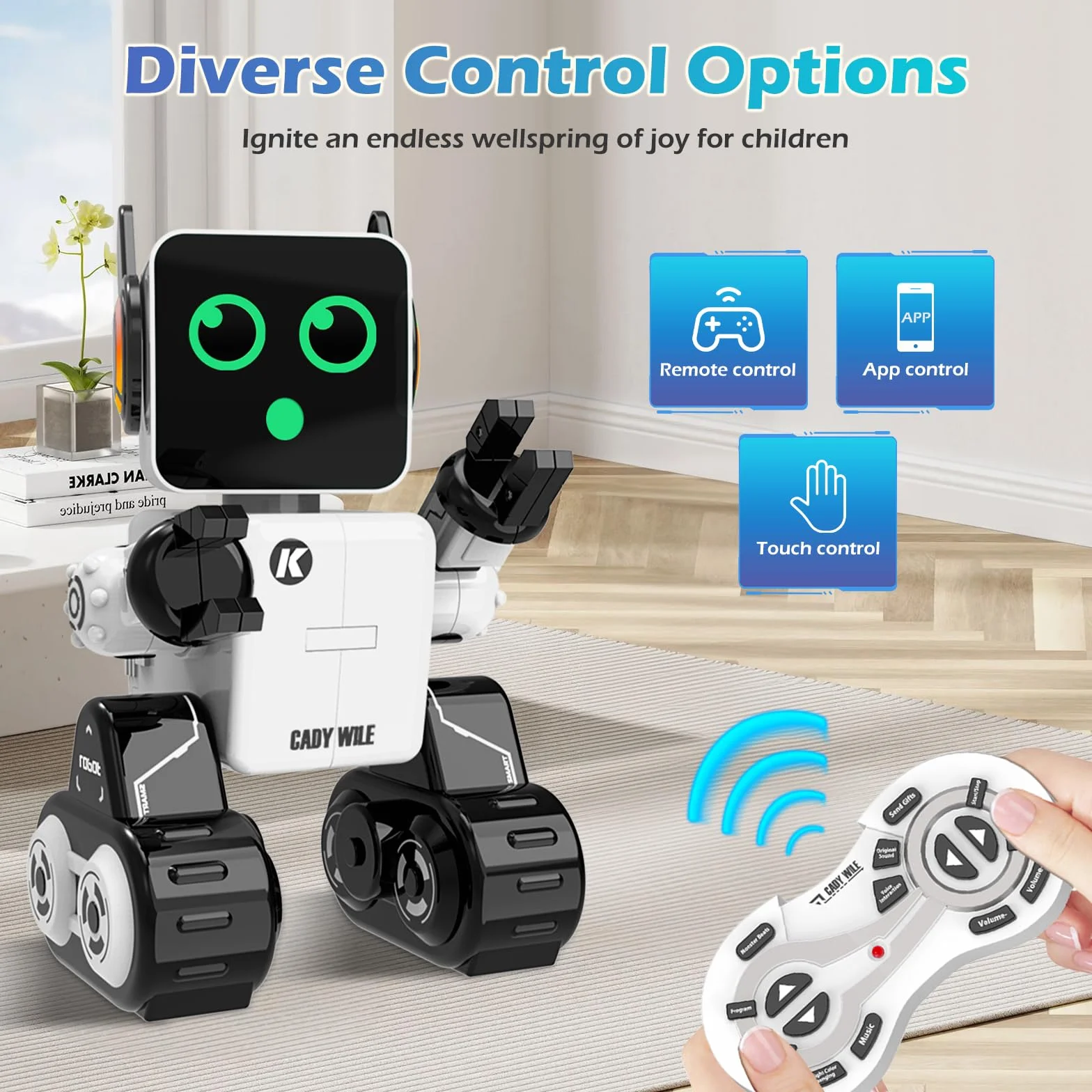 anysun Giocattolo Robot per Bambini, Intelligenti Robot RC con Touch, APP e Telecomando, Robot Programmabile, Camminante, Ballante, Cantante, Parlante, Ragazzi e Ragazze, Bianco 2.0