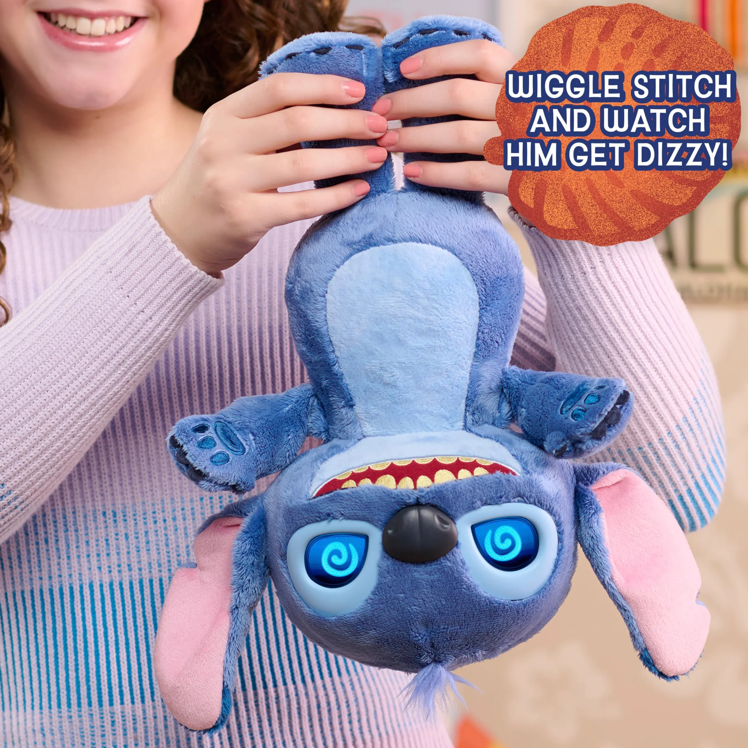 Disney Stitch Many Moods Peluche Interattivo 34,3 cm 50+ Suoni Frasi Schermo LCD Espressivo Giocattolo Bambini 3+