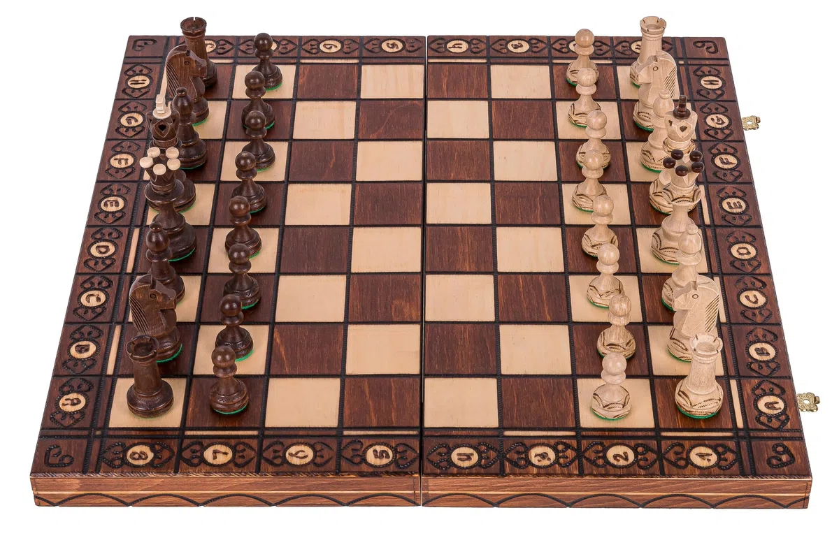 Scacchi in Legno SENATORE 41x41 cm Scacchiera Pezzi Appesantiti