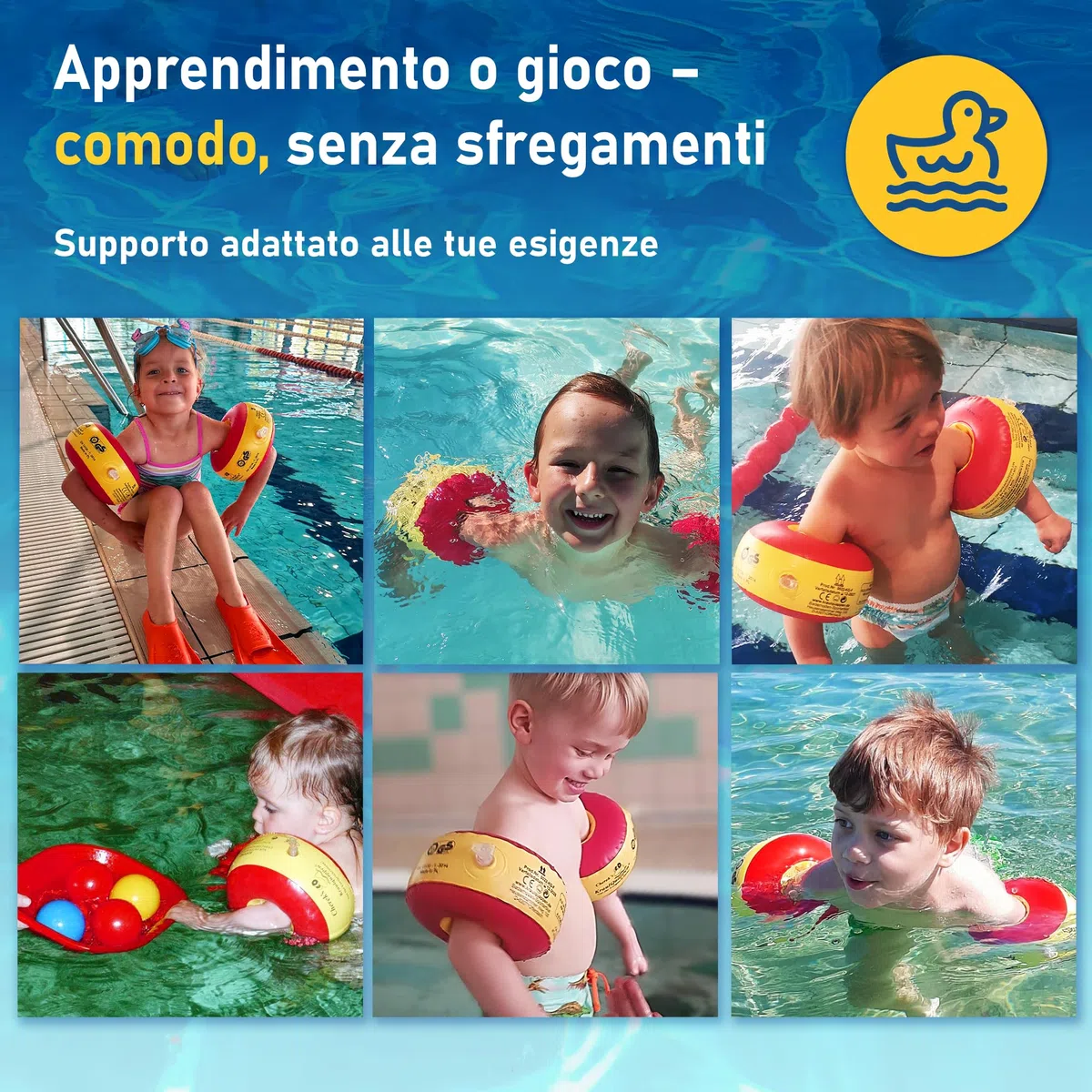 Braccioli da nuoto per bambini avanzati Cherek’s KraulQuappen fino a 30 kg Giallo-Rosso