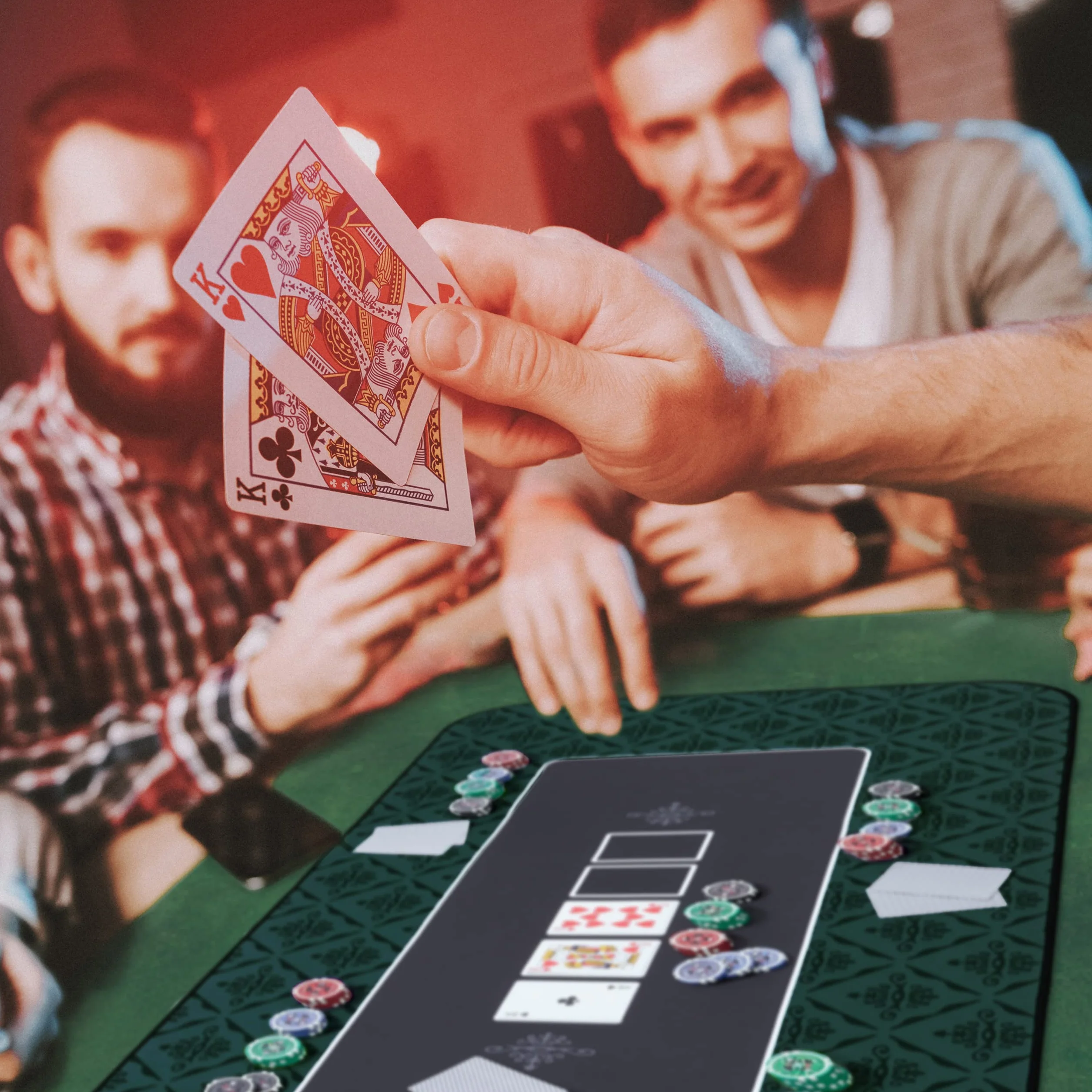 Relaxdays Tappeto da Poker 100x60cm, Tappetino Carte, Gioco Texas Holdem, Panno Rettangolare Poliestere, Antracite Nero