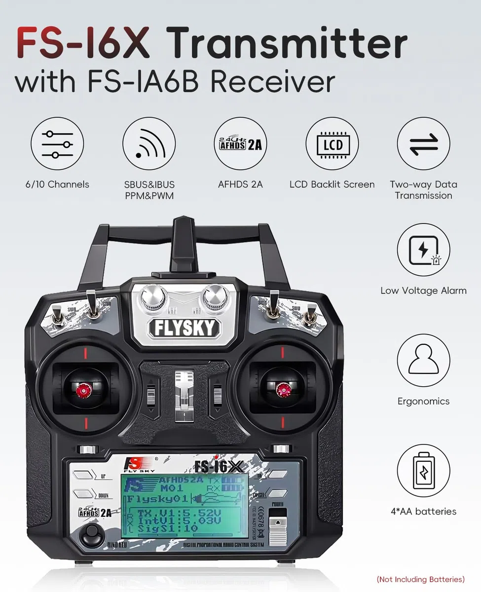 Flysky FS-i6X Trasmettitore RC con ricevitore FS-iA6B 2.4GHz AFHDS 2A Radio Controller per RC Quadcopter FPV Racing Drone ad ala fissa RC auto barca (modalità 2)