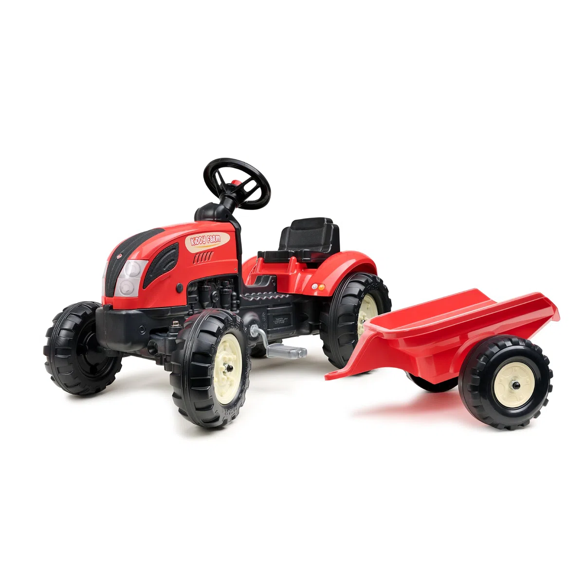 FALK Trattore a pedali Kiddy Farm Rosso con rimorchio Made in France 2158L