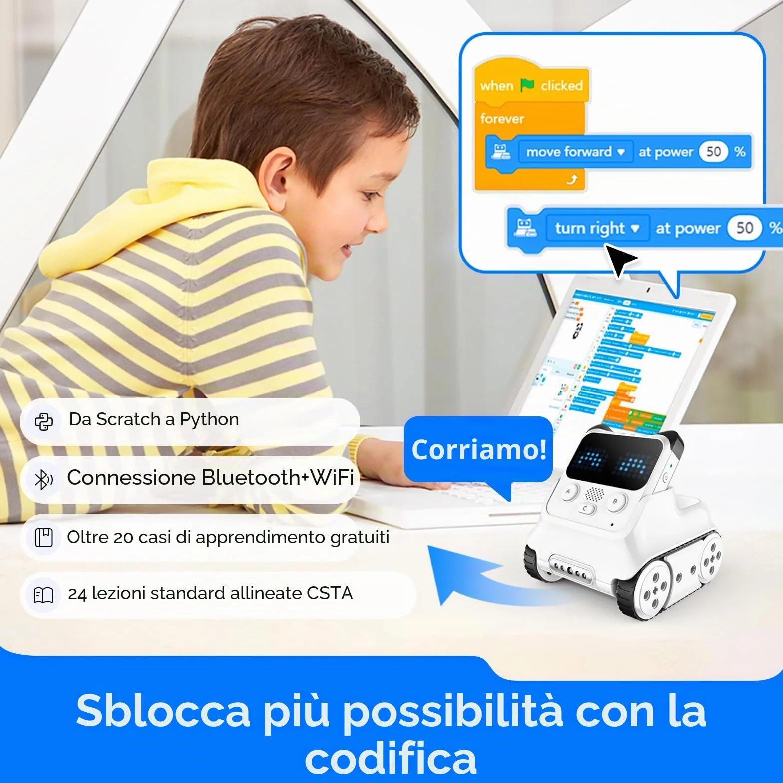 Makeblock Codey Rocky Coding Robot Giocattolo, Emo Robot Intelligente, Stem Robot Programmabile Interattivo Regalo per Bambini 6 Anni+