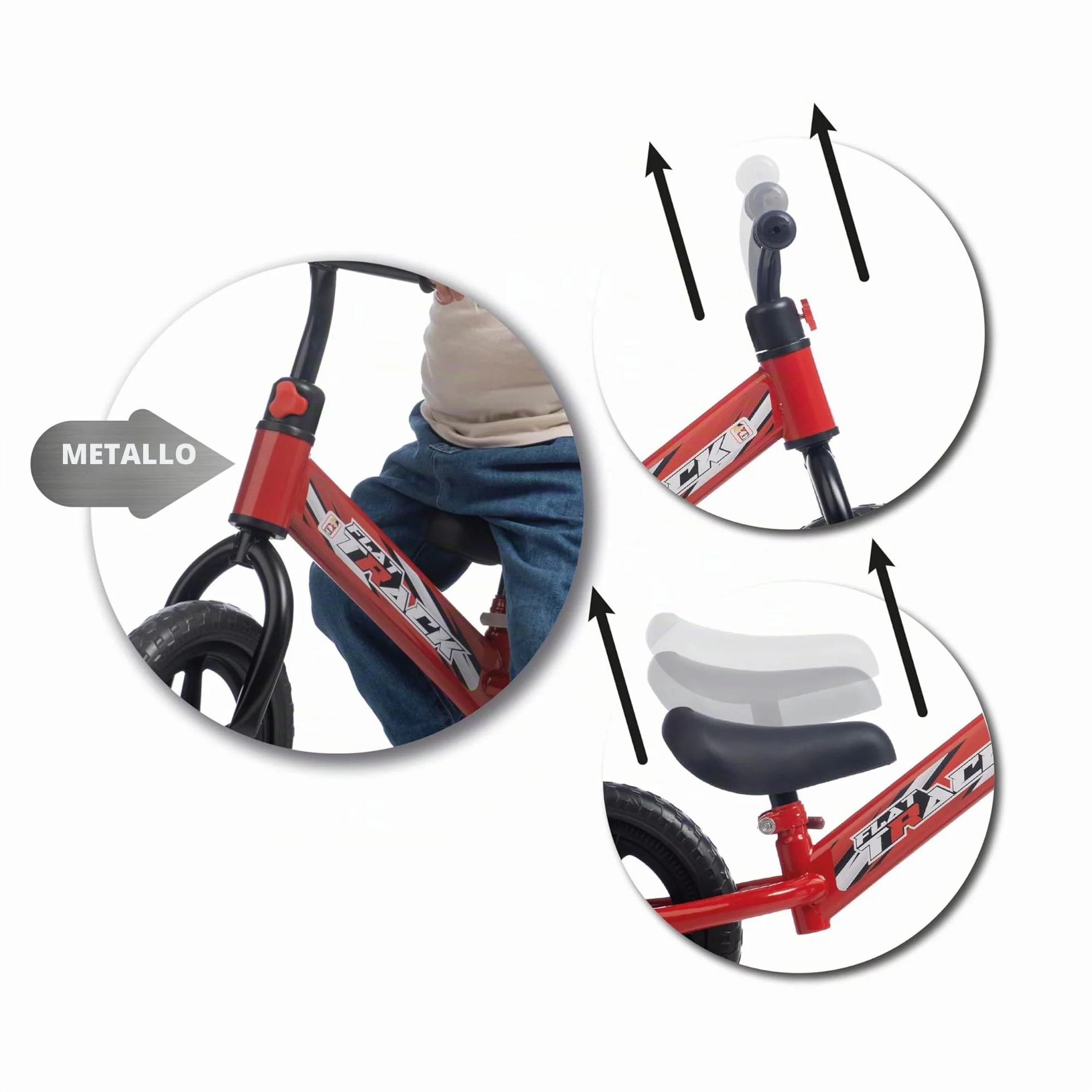 Chicos - Balance Bike Flat Track - Bicicletta Senza Pedali Ultraleggera con Ruote Anti-Foratura, Regolabile per Bambini 1-4 Anni (37004)