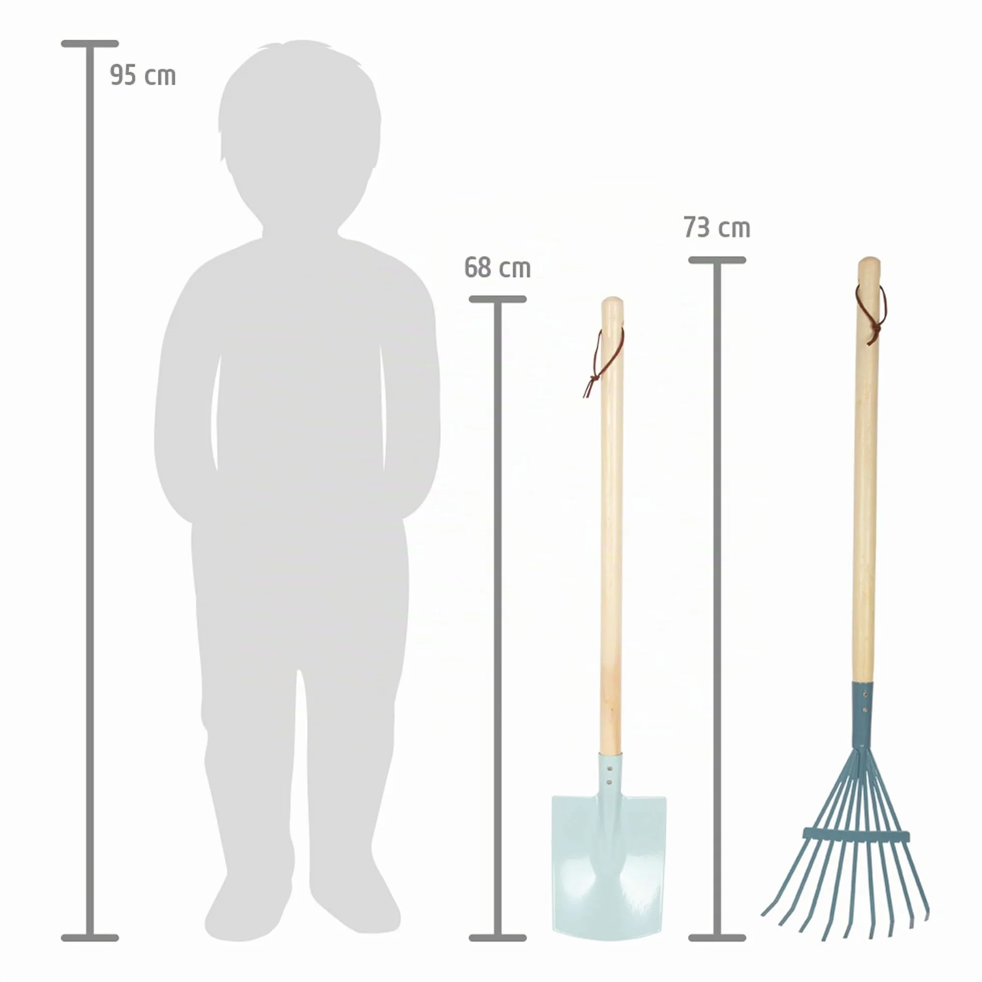 Small Foot Set di attrezzi da giardino in legno e metallo, giocattolo per bambini dai 3 anni, in colori moderni, 12389 Toys