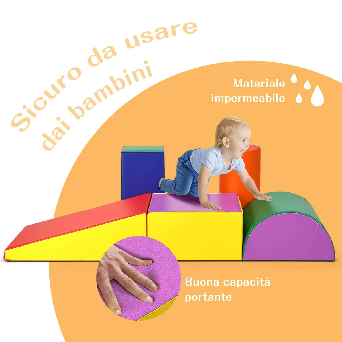 RELAX4LIFE Set da Gioco con Blocchi in Schiuma per Arrampicarsi e Gattonare, Giocattoli Educativi per Bimbi