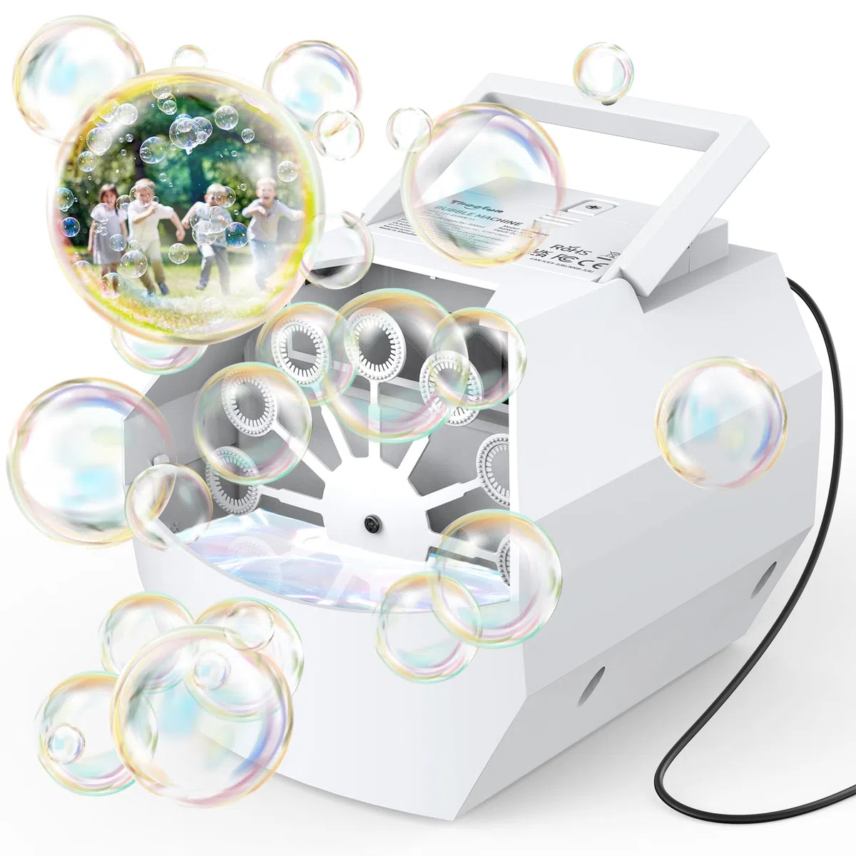 Macchina per Bolle di Sapone Automatica, Theefun Maker Automatico di bolle 1500+ /min, Macchina Bolle di Sapone Bambini 500ml Bolle di Sapone per Bambini Matrimonio Festa Compleanno