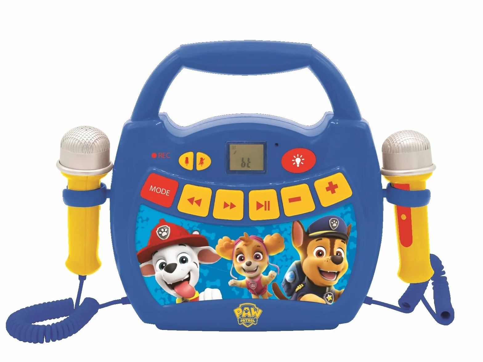 Lexibook – Paw Patrol - Lettore Musicale Karaoke Portatile per Bambini - Microfoni, Effetti di Luce, Bluetooth, Blu/Rosso, MP320PAZLXB