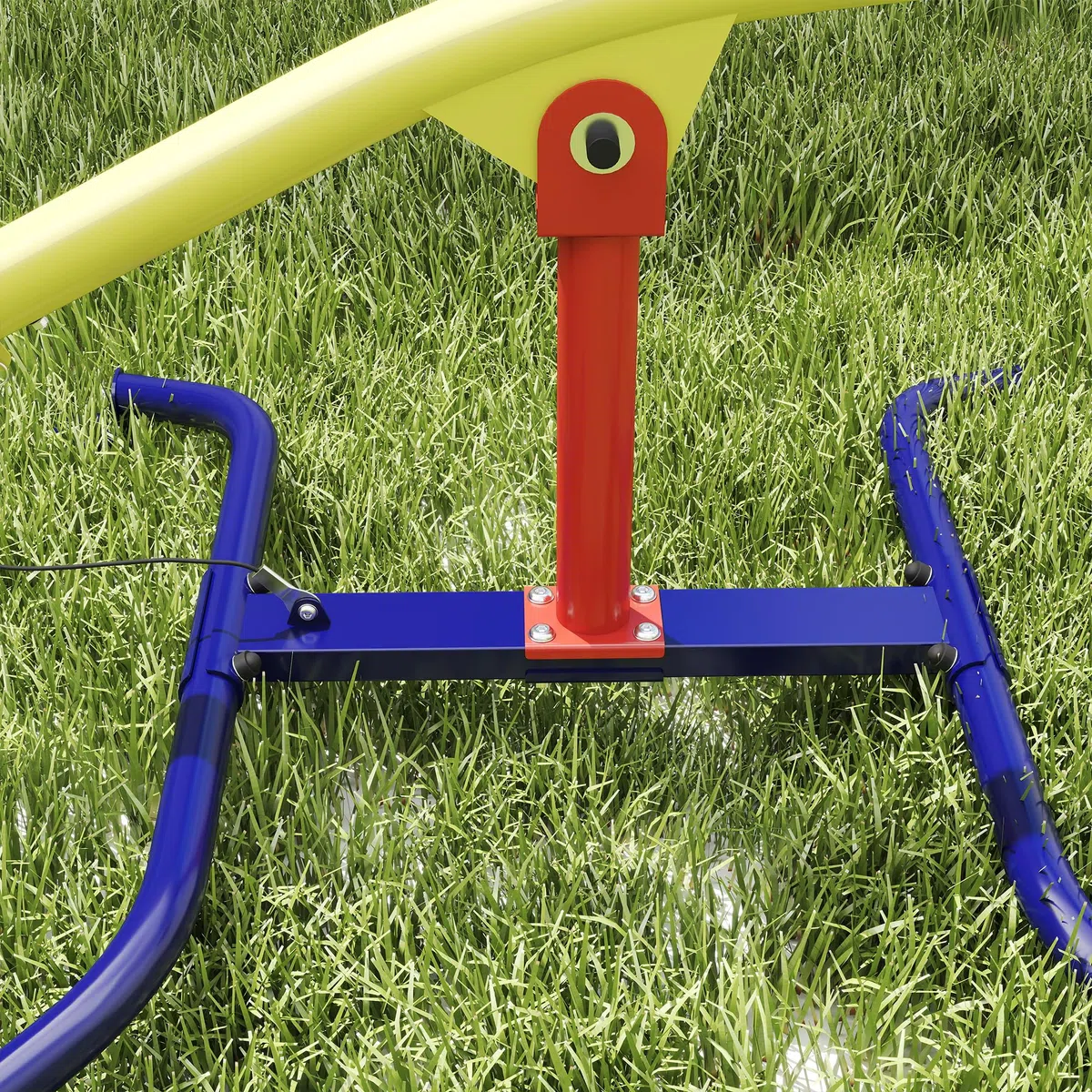 AIYAPLAY Altalena Bilico Bambini Girevole 360° 200kg 2 Posti Maniglie Antiscivolo Sedili Imbottiti Schienale Ruote Dondolo Esterno 253x96x75 cm