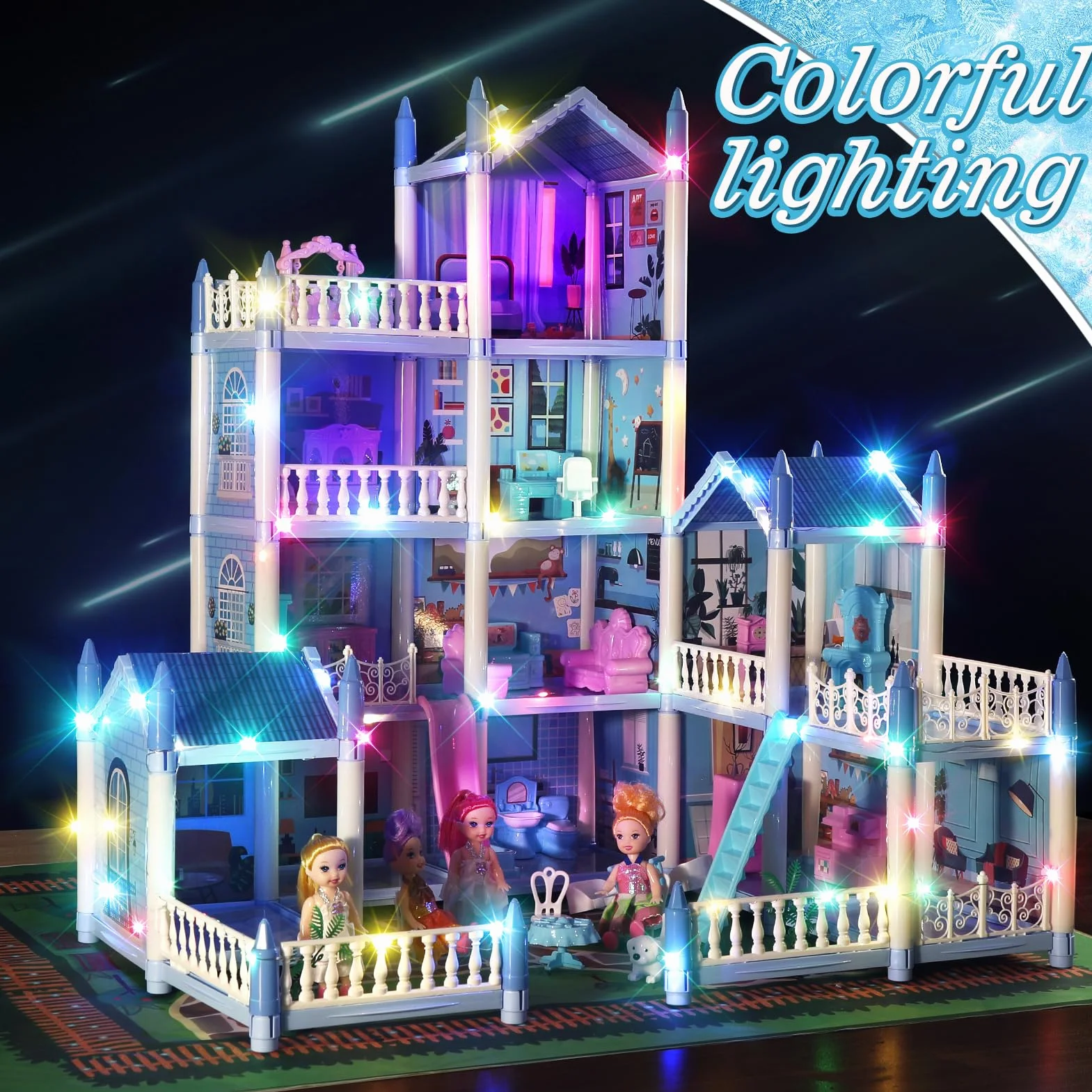 Casa dei Sogni con Bambola e Luci,Regalo Bambina 3-7 Anni Giocattoli,Casa delle Bambole Giocattoli per Ragazze