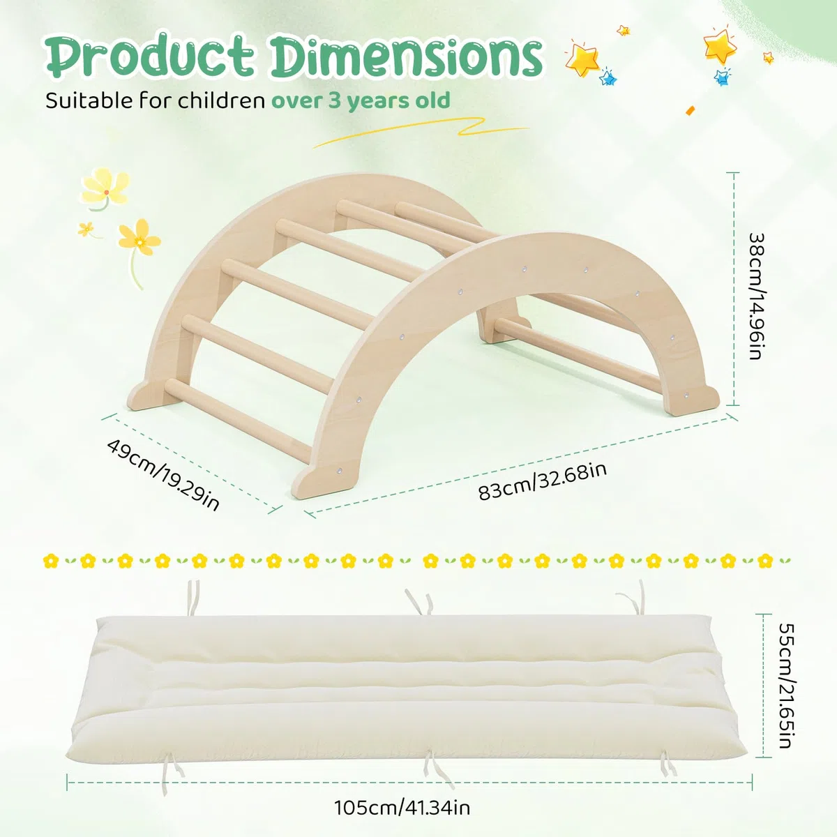 Arco Montessori per Bambini, Set da Arrampicata con 2 Combinazioni, Giocattoli da Arrampicata per Interni