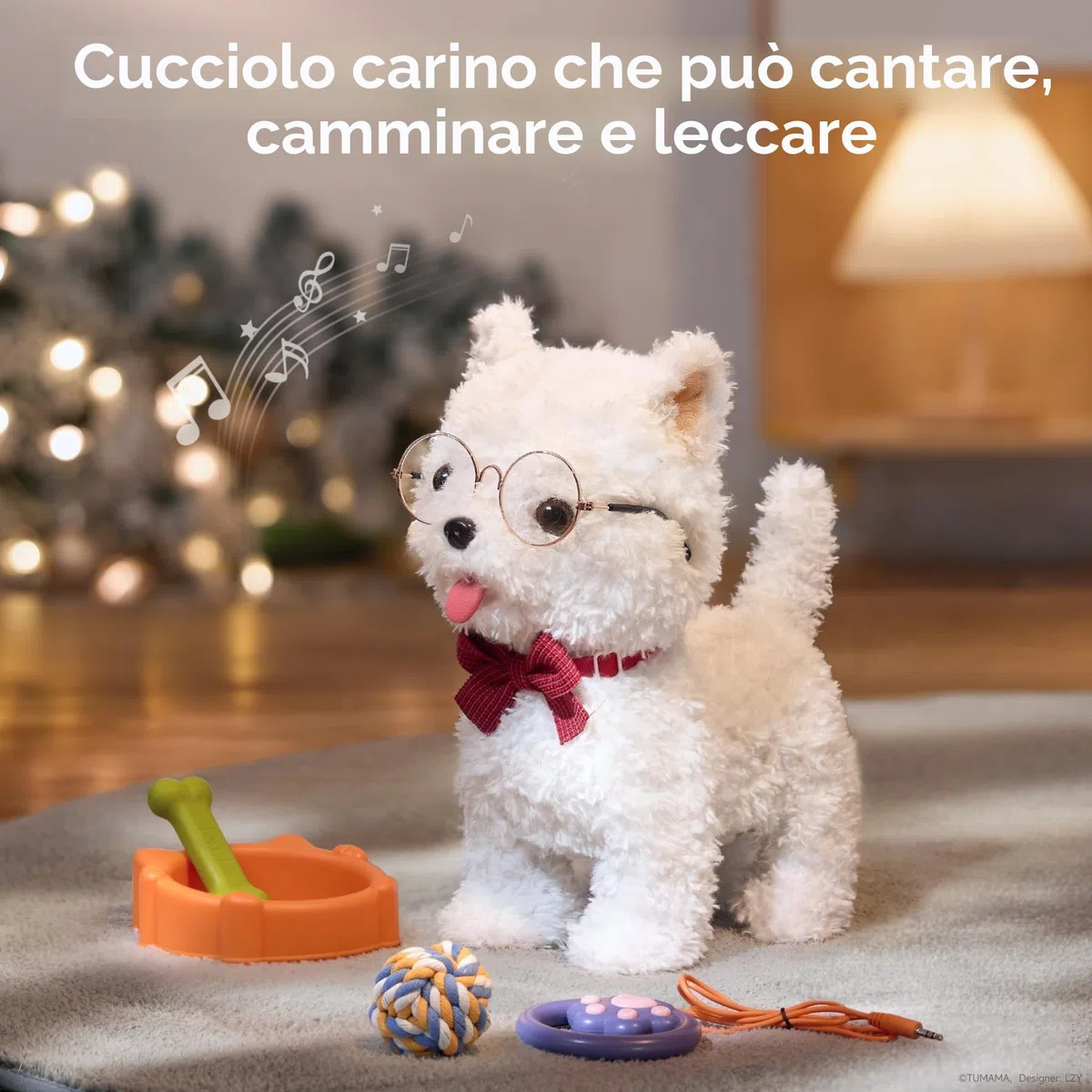 TUMAMA Cane Robot Interattivo Cammina e Abbaia con Guinzaglio Giocattolo Elettronico per Bambini 3-6 Anni 6 Musica