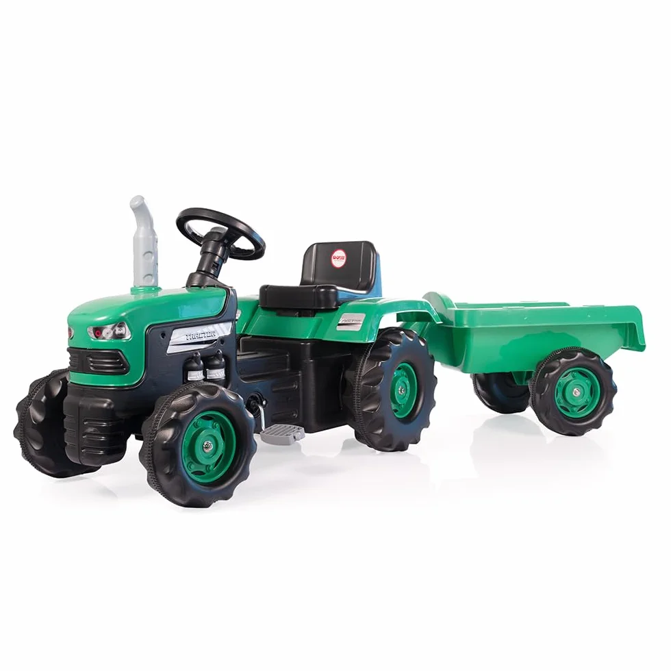 Dolu Oyuncak 8053 Trattore con Pedale Ride On Con Rimorchio, Verde