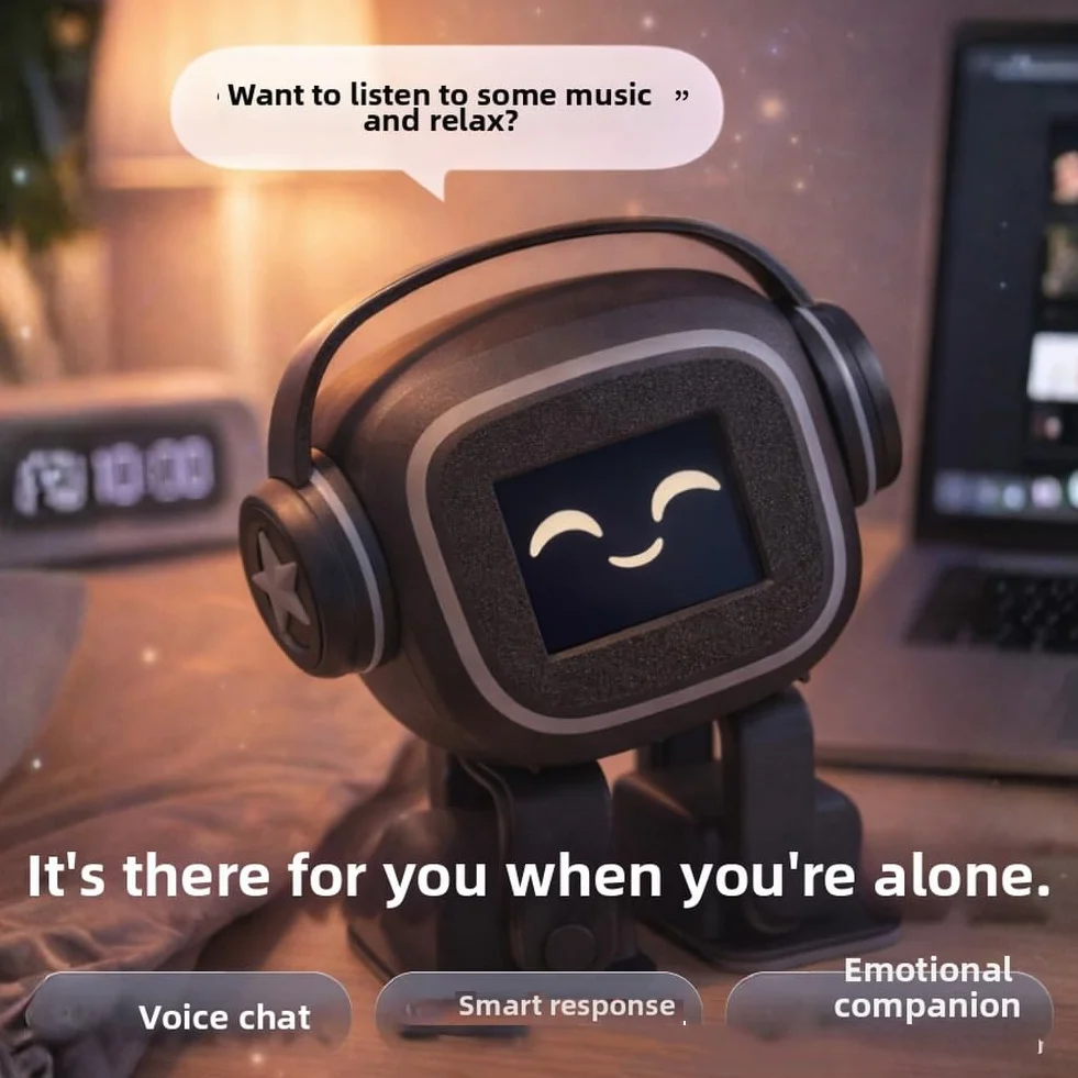 Chatbot AI per COMPANION Robot con interazione emotiva, intrattenimento canto e ballo, controllo vocale, espressione (nero)
