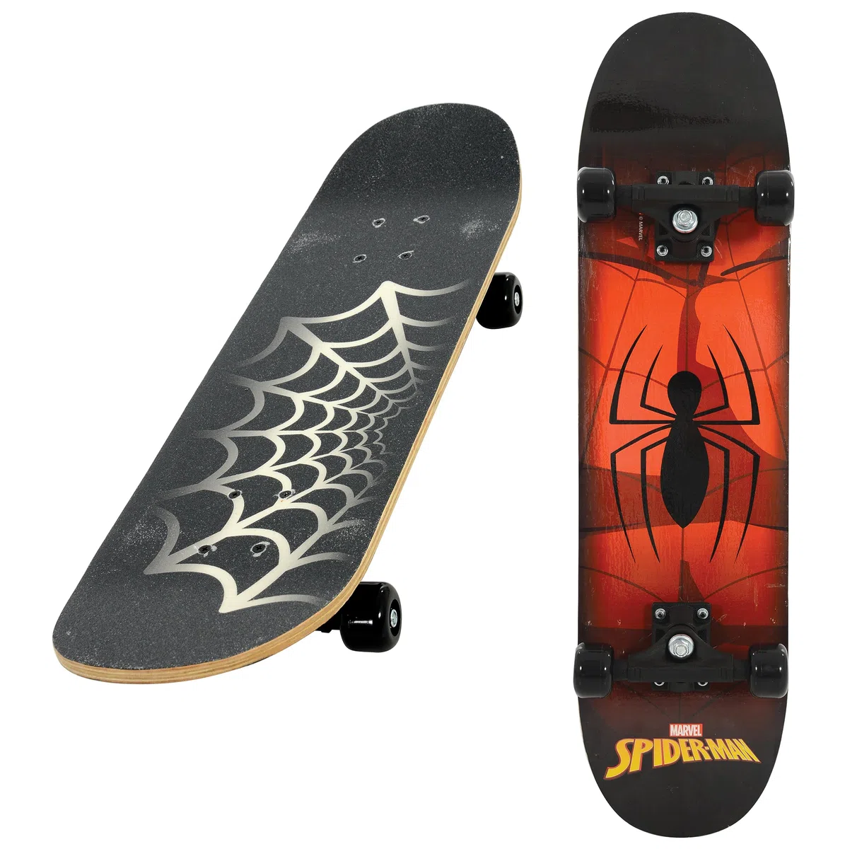 Spiderman Kids - Skateboard per principianti con licenza ufficiale, resistente tavola a 7 strati, ruote in PVC liscio, offre una maggiore stabilità, equilibrio e sviluppo della coordinazione, età 5+