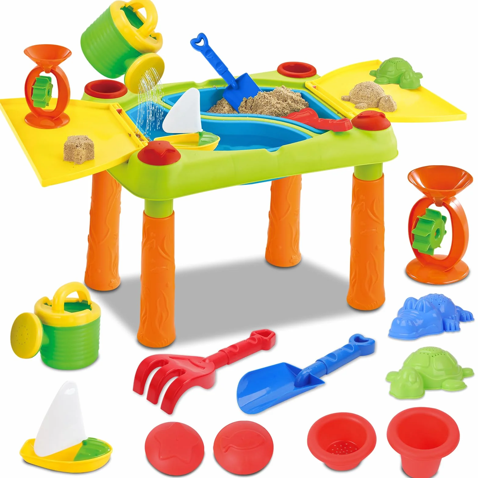 deAO Tavolo da Sabbia e Acqua per Bambini, Giochi da Sabbiera Esterno e Giardino con accessori, Sicurezza e Creatività, Ideale per Spiaggia e Cas