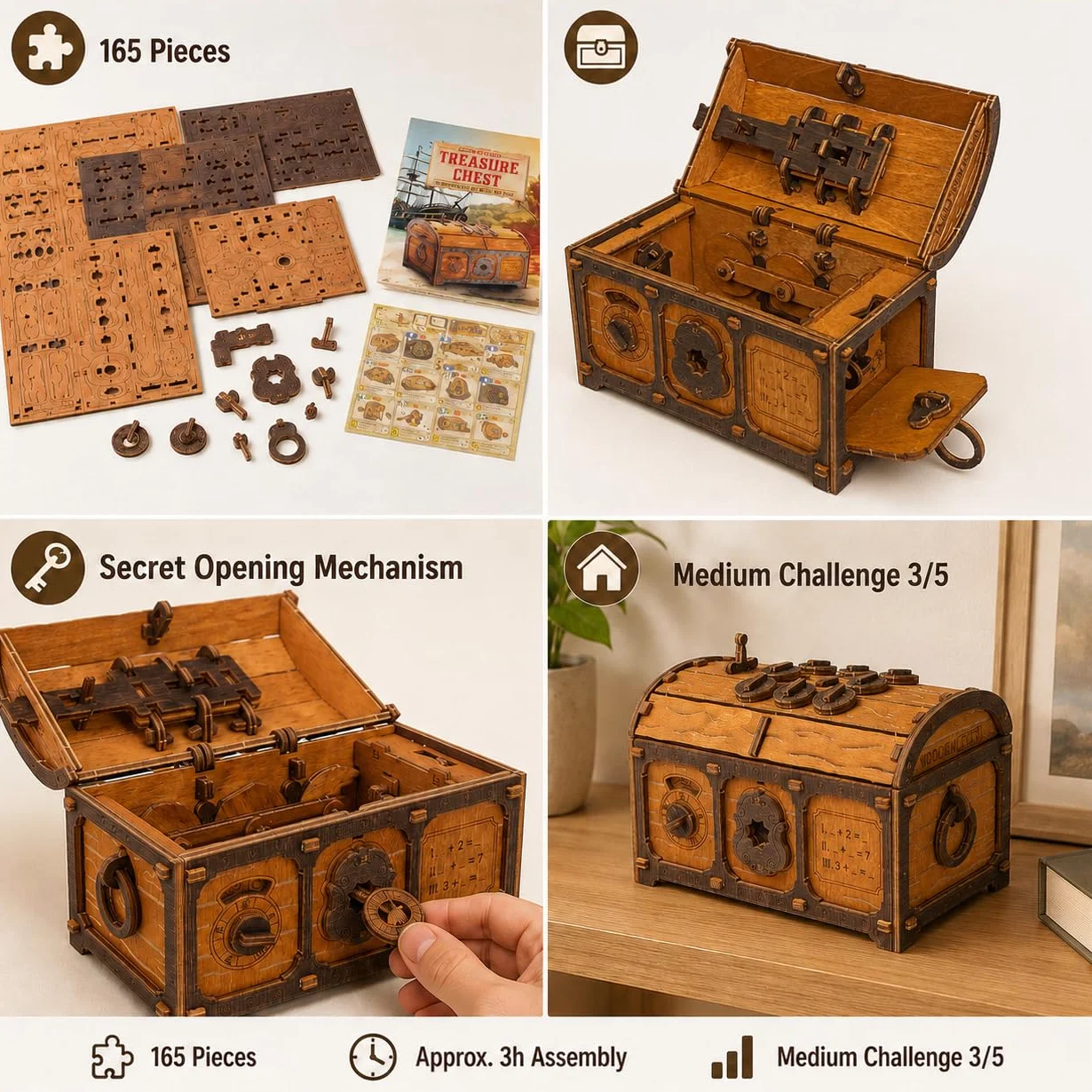 WOODEN.CITY Scrigno del tesoro Escape Room in a Box, scatola rigida per adulti, kit di legno per indizi, puzzle 3D Escape Room, puzzle meccanici in legno per adulti, scatola puzzle pirati