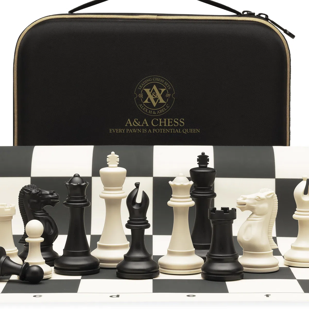 Set Di Scacchi Da Torneo Con Tavola Pieghevole In Silicone 51*51 cm E Pezzi Staunton Con Peso Quadruplo, Pacchetti E Viaggi Edizione Classica Super Pesante