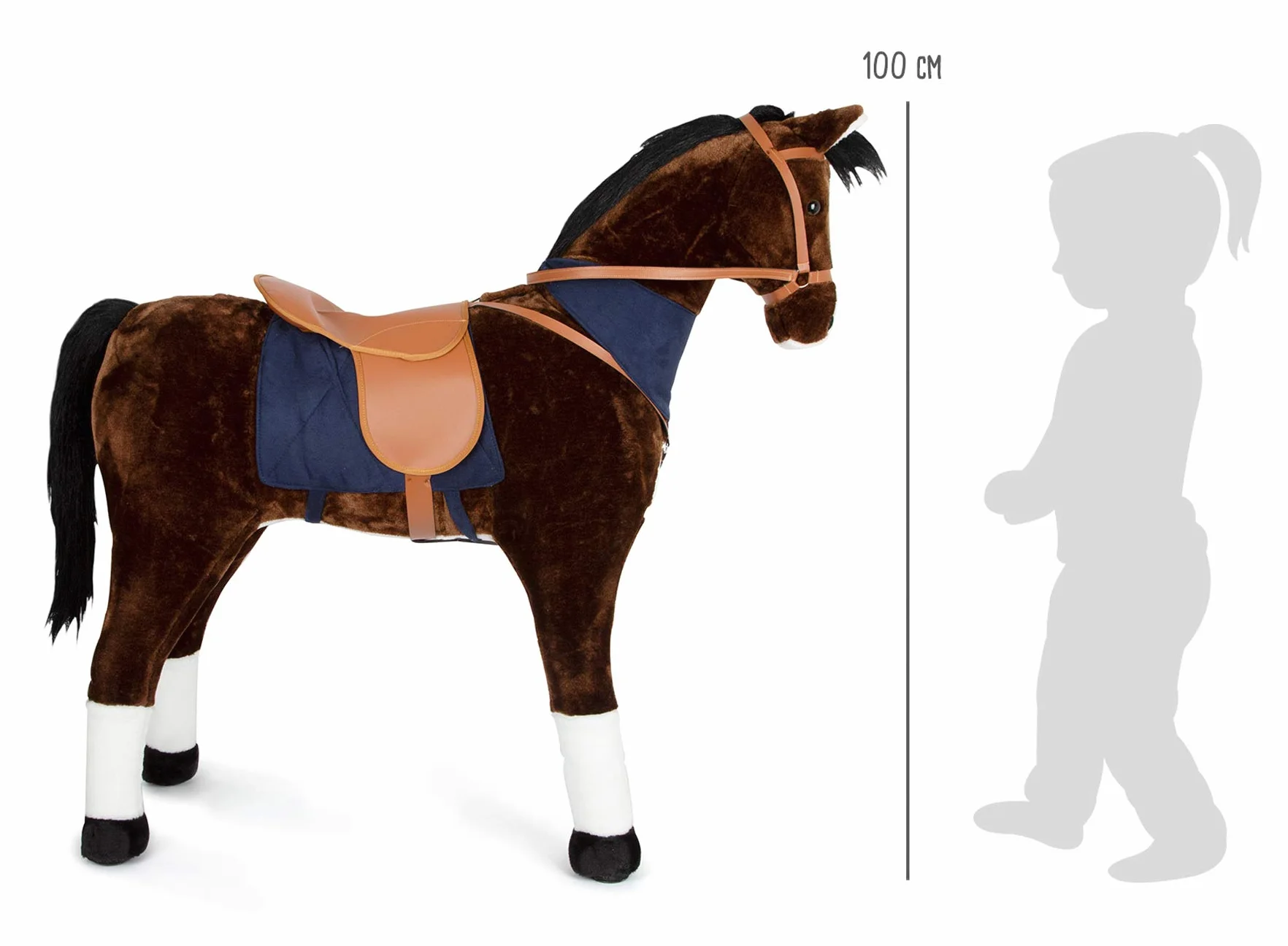 Small Foot 11179 Cavallo da Equitazione Marrone Fiamma con Sella Rimovibile, Fazzoletto al Collo ed Effetti sonori, a Partire dai 5 Anni.