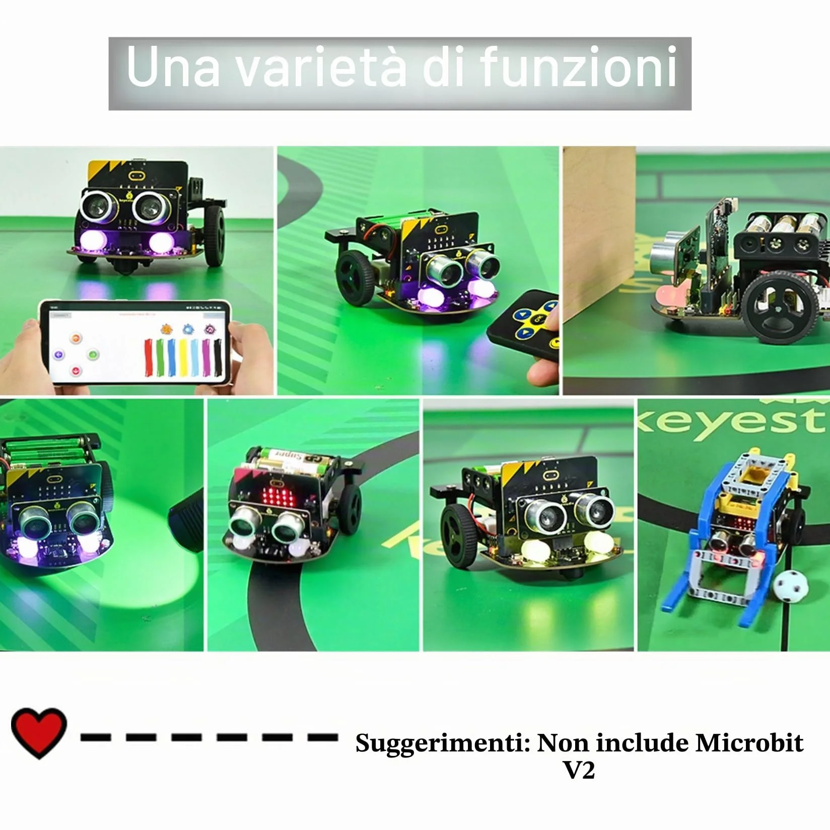 KEYESTUDIO BBC Micro:bit Robot (Micro bit V2 Board non incluso) per 14+ adolescenti