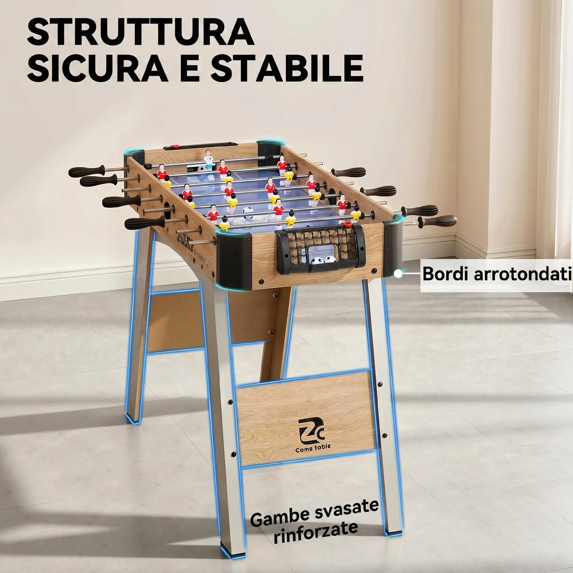 SPORTNOW Calcio Balilla, Mini Tavolo da Calcio da 89 cm, 22 Giocatori, 2 Palline, 2 Segnapunti Manuali e Maniglie Antiscivolo, Set da Gioco Freestanding per Famiglia, Regalo