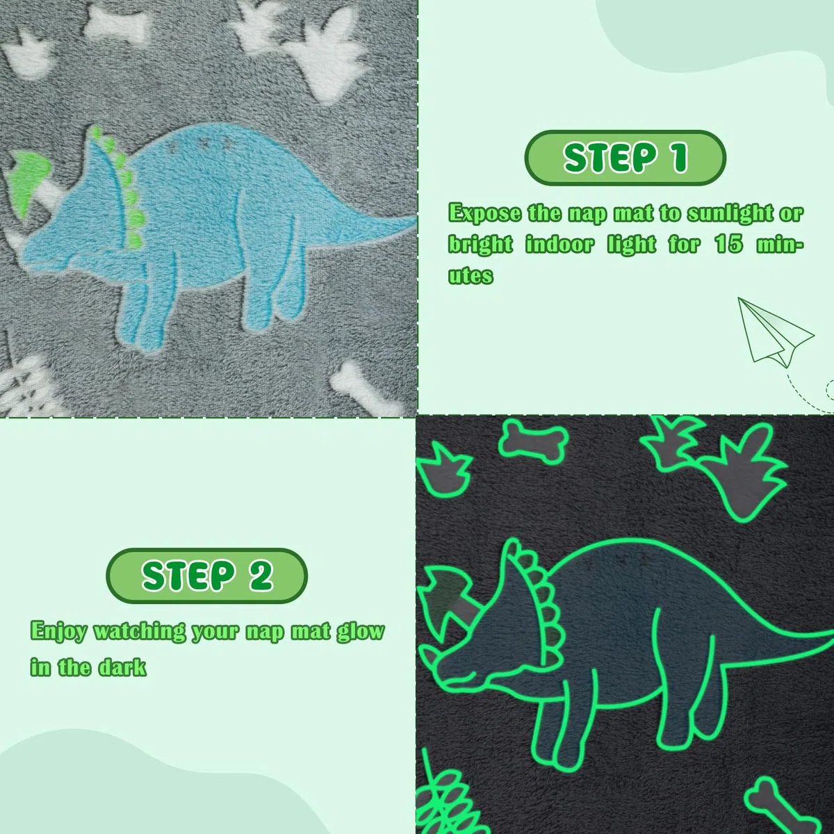 Decalsweet Nap Mat per Bambini Luminoso con Rimovibile Cuscino, Grande Sacco a Pelo Pieghevole per Ragazze Ragazzi, Nap Mats con Doppia Cerniera per Campeggio, Scuola Materna e Asilo, 170×75cm