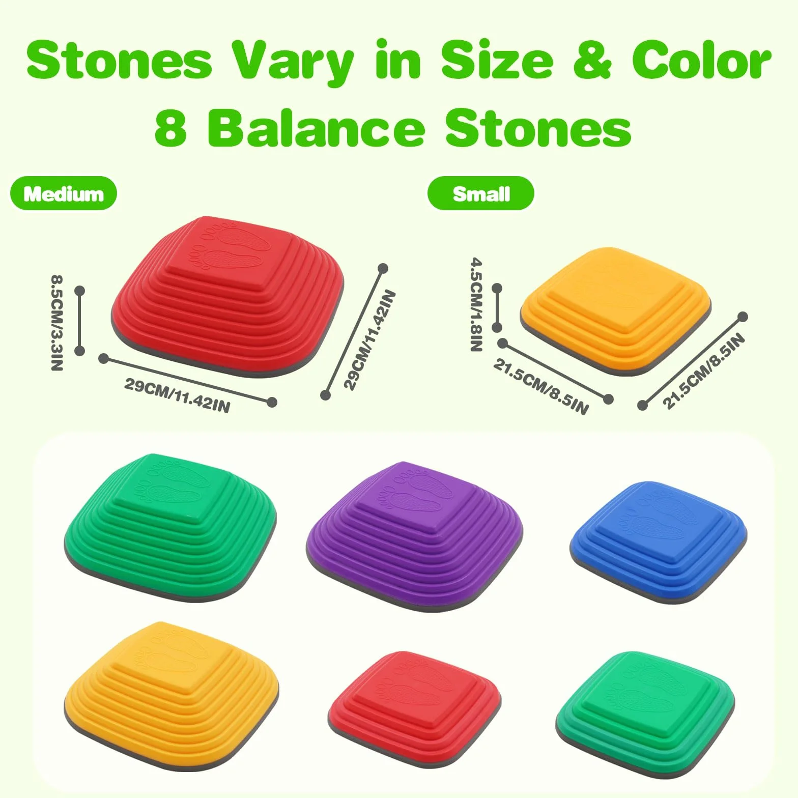 Pietre di Bilanciamento Bambini 8PCS Stepping Stones Psicomotricità Equilibrio Impilabili Antiscivolo Percorsi Ostacoli Interni Esterni