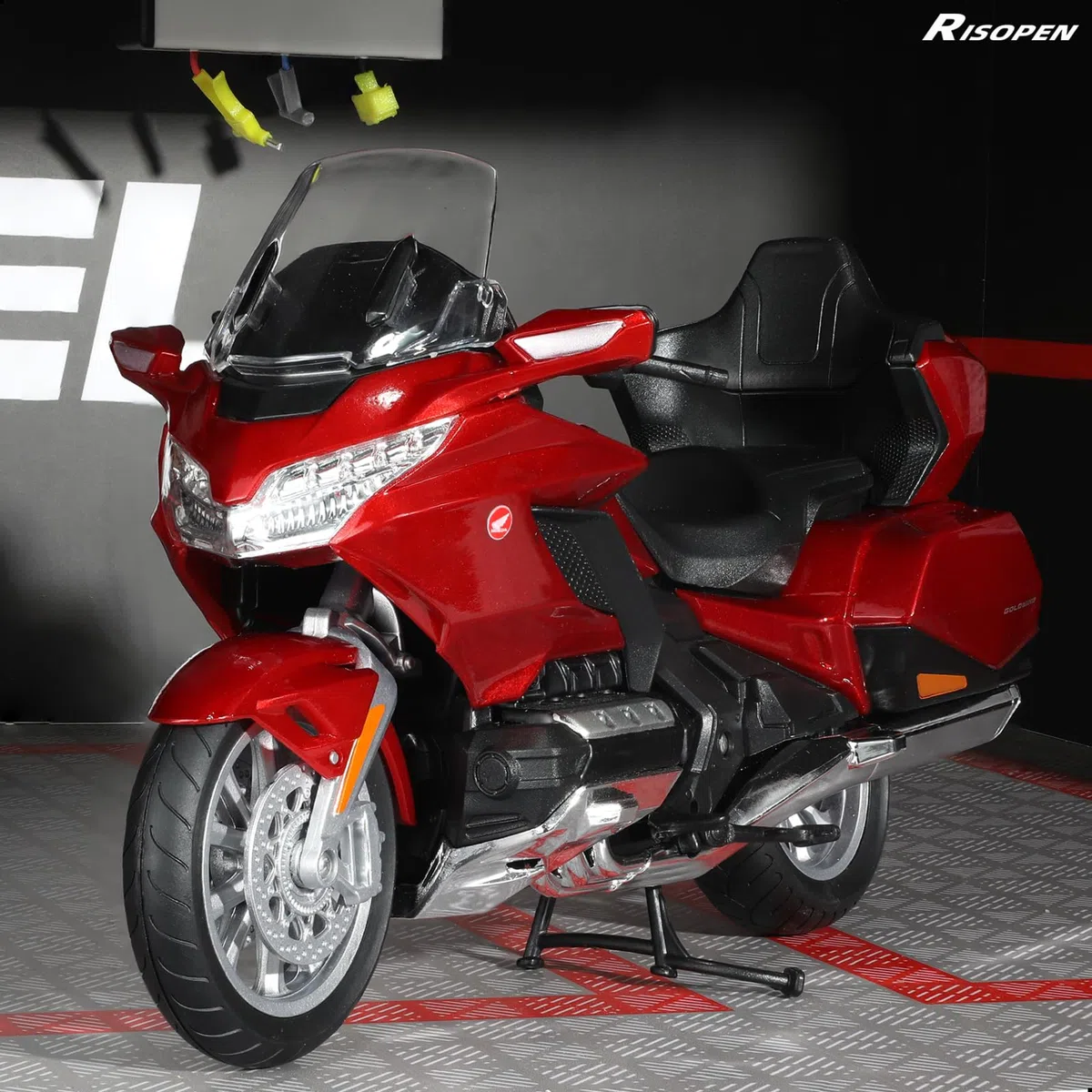 1:12 Modellino di moto giocattolo compatibile per Honda Glodwing metallo pressofuso con modello di moto nessun assemblaggio richiesto mini regalo pronto per adulti (rosso)