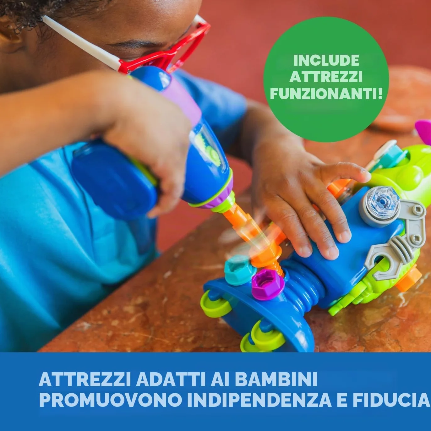 Learning Resources Design & Drill Laboratorio di Progettazione e Trapano Robot, Giocattoli robotici per Bambini e Bambine di 3 Anni, Giocattolo STEM, Giocattolo da smontare con Trapano da Lavoro