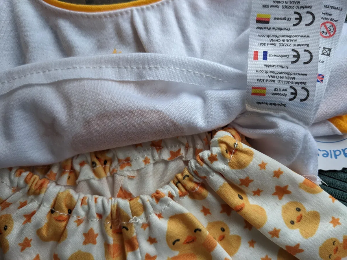 Pigiama e pantofole a forma di anatra, 40 cm, vestito da orsacchiotto