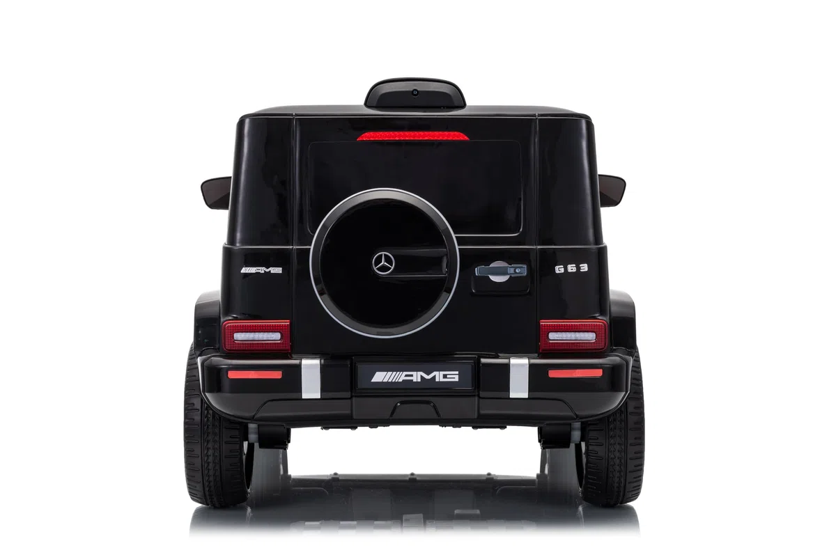 FINOOS Mercedes G63 AMG auto elettrica per bambini con telecomando, sedile in pelle, nero