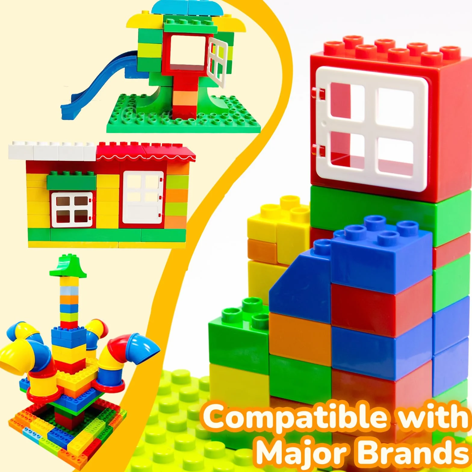Accessori Per Grande Costruzioni, per 3 anni bambino, Blocchi da Costruzione compatibili Duplo, Accessori per parchi giochi