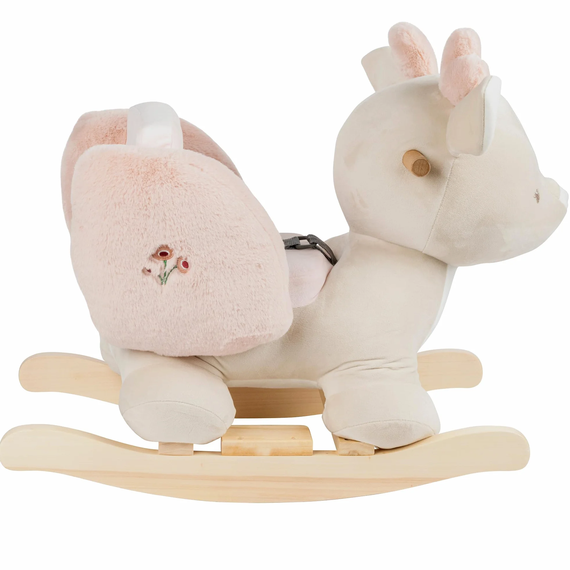 Nattou Animale a Dondolo, Cerbiatto, Cintura di Sicurezza Inclusa, Allegro Dondolio Avanti e Indietro, 100% Poliestere, FanFan, Beige