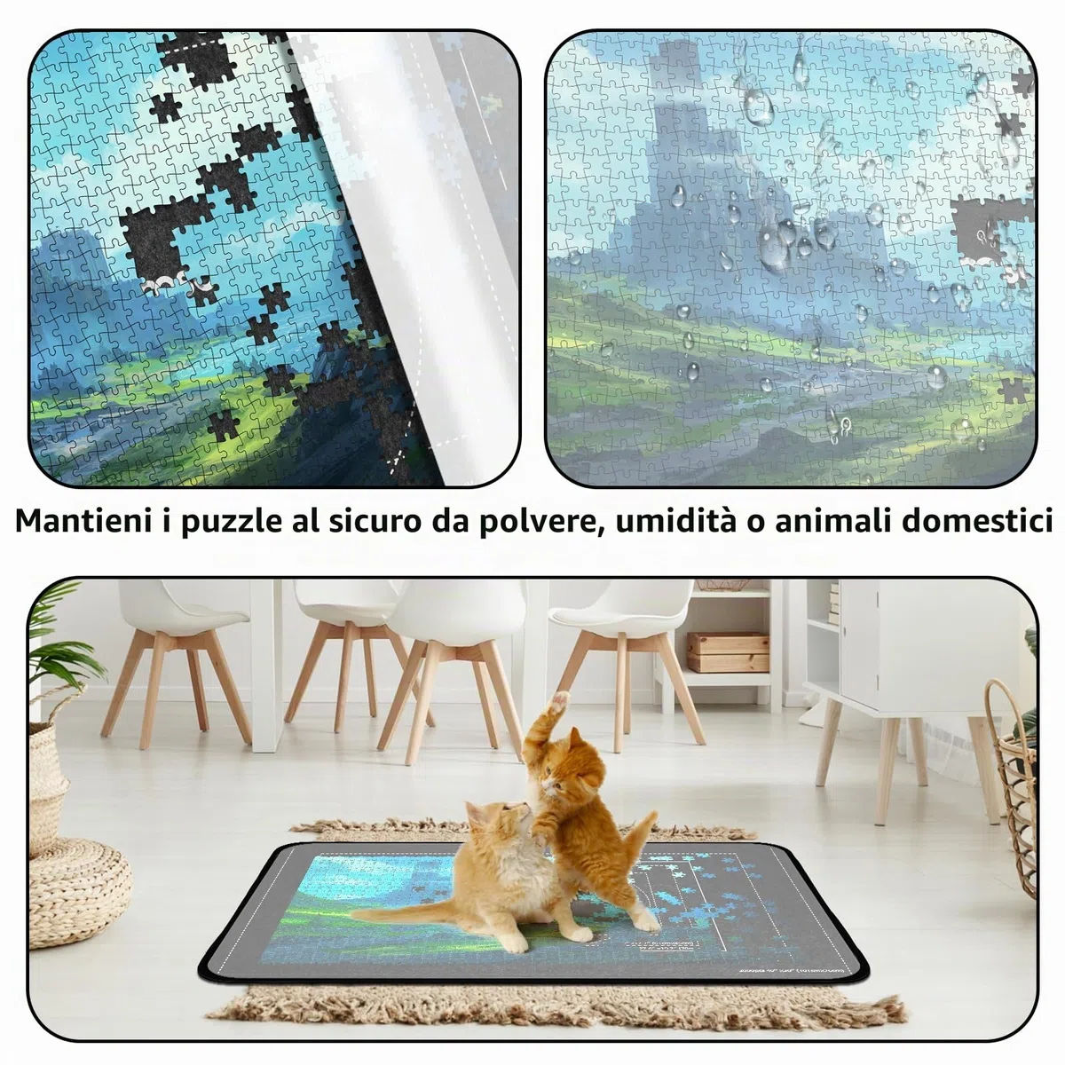 MOZOOSON Tappetino Puzzle Pieghevole 2000 Pezzi - Contenitore 41,3 x 31,5 cm con Copertura - 8 Vassoi di Sorting e Copertina per Spostamento e Memorizzazione
