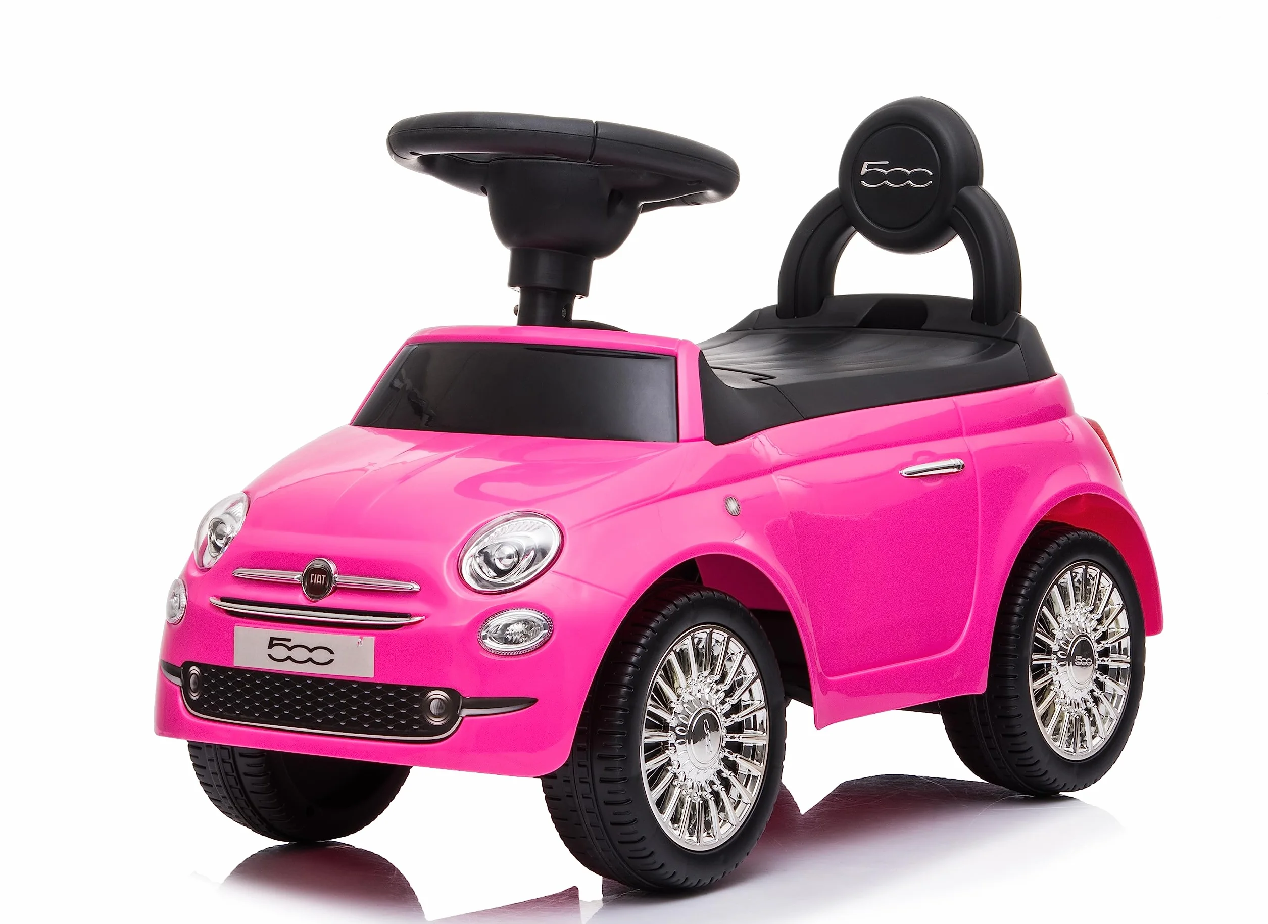 Primi Passi Macchinina Cavalcabile Fiat 500 per Bambini da 12 a 36 Mesi con Suoni e Clacson Sistema Antiribaltamento Vano Portaoggetti Schienale Gioco per Imparare a Camminare (Rosa)