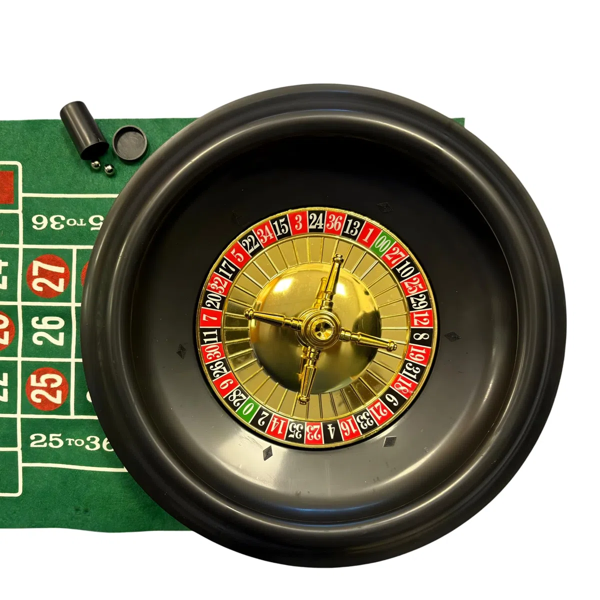 PALUPLUS Set da Casinò Completo con Roulette da 30 cm, Panno Verde da 80x30,5 cm, 1 Mazzo di 54 Carte, 60 Fiches e Rastrello, kit da tavola per serate in famiglia e feste -9303C -1,37