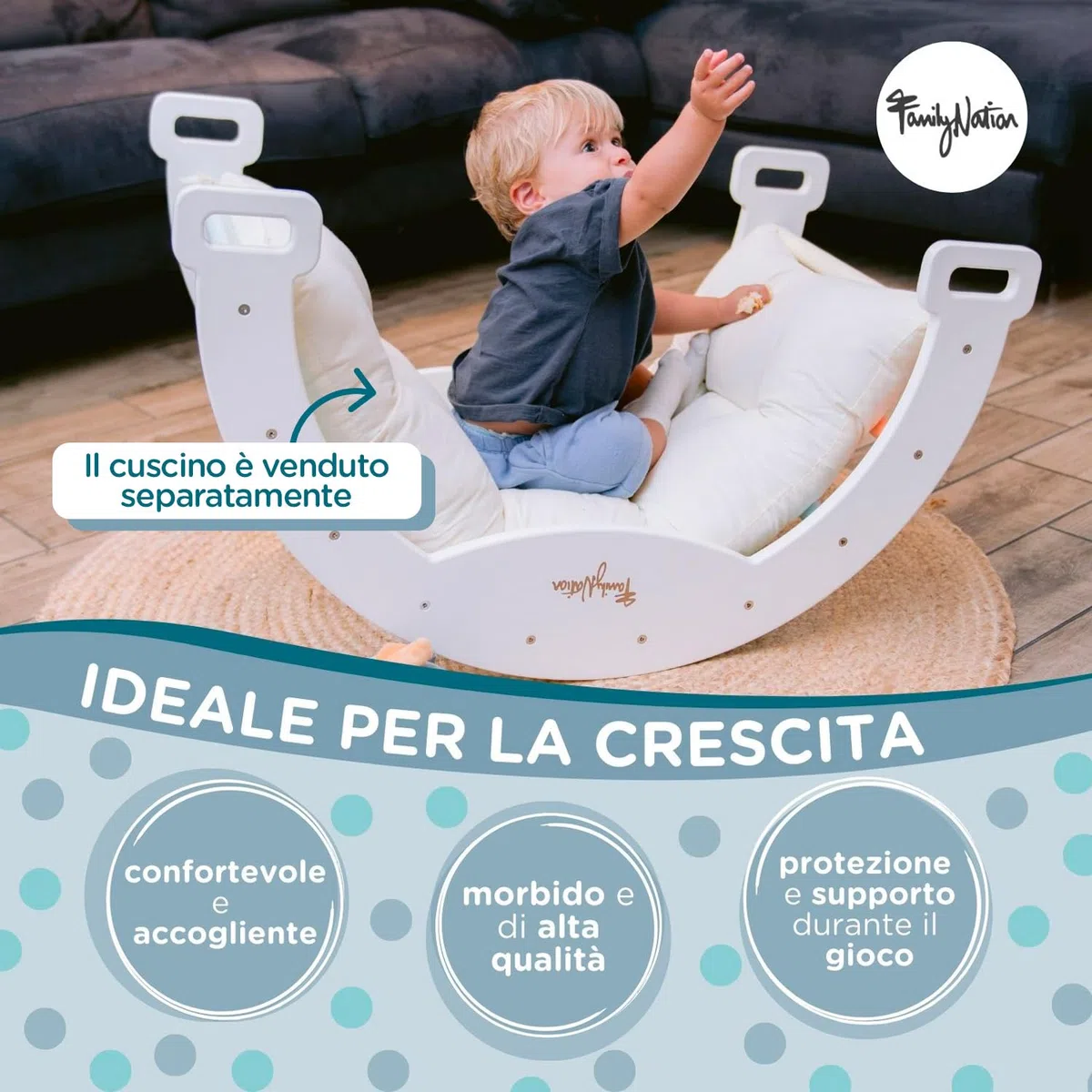 Arco Montessoriano in Legno 45x80x50 cm per Bambini 1 Anno Arrampicata e Dondolo