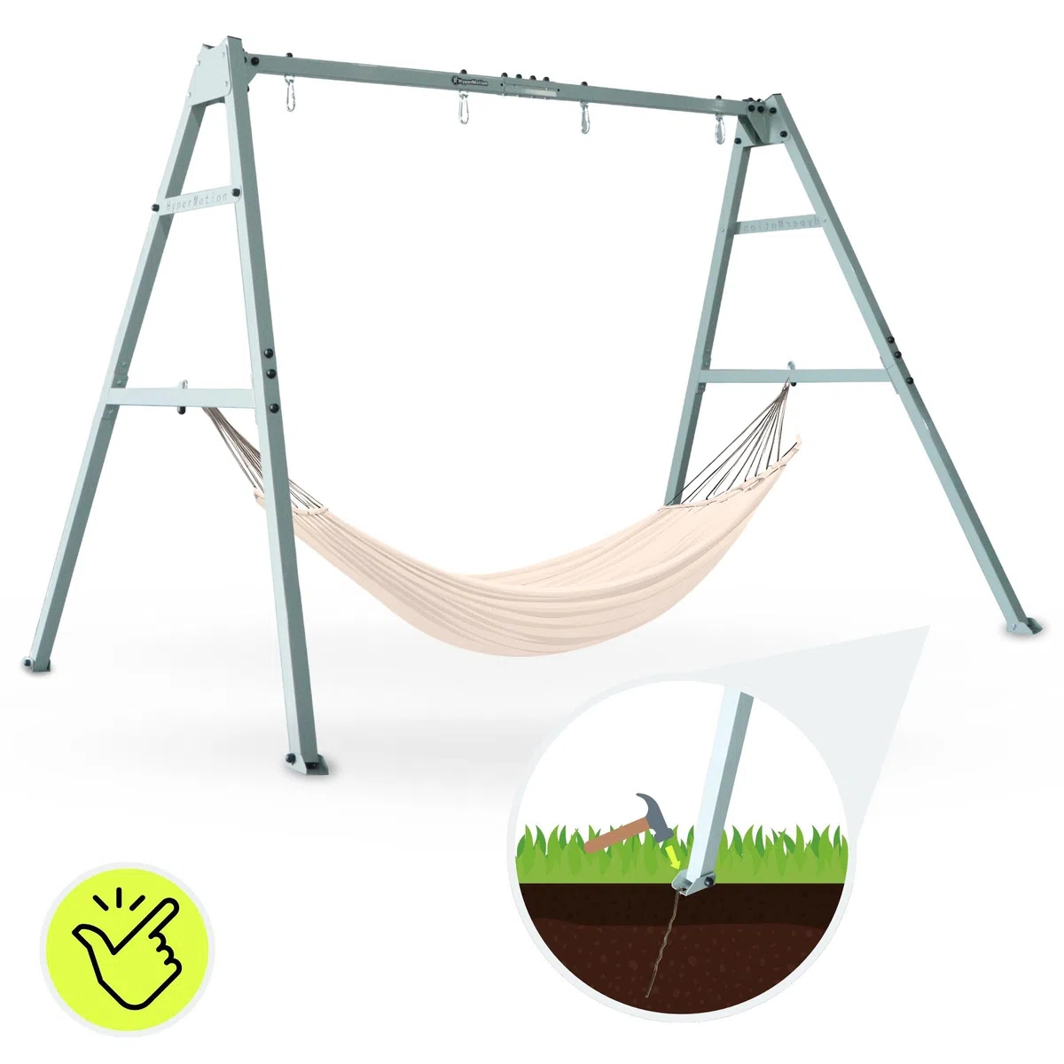 HyperMotion Altalena da Giardino 3-in-1 per Bambini e Adulti - Set con Dondolo, Nido Cicogna, Amaca - Struttura Acciaio Regolabile 180kg
