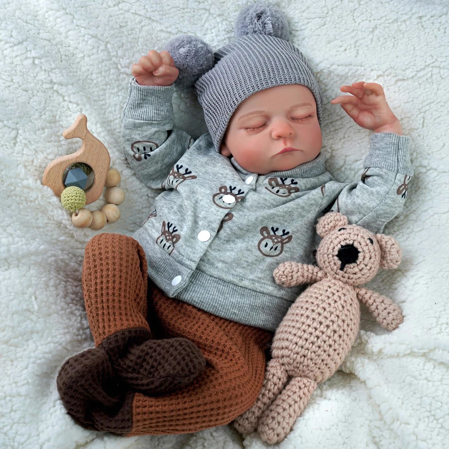 JIZHI Reborn Maschio - 20 pollici Realistico corpo Completo in Vinile Anatomicamente Corretto Bambole per Bambini con Accessori dai 3 Anni in su