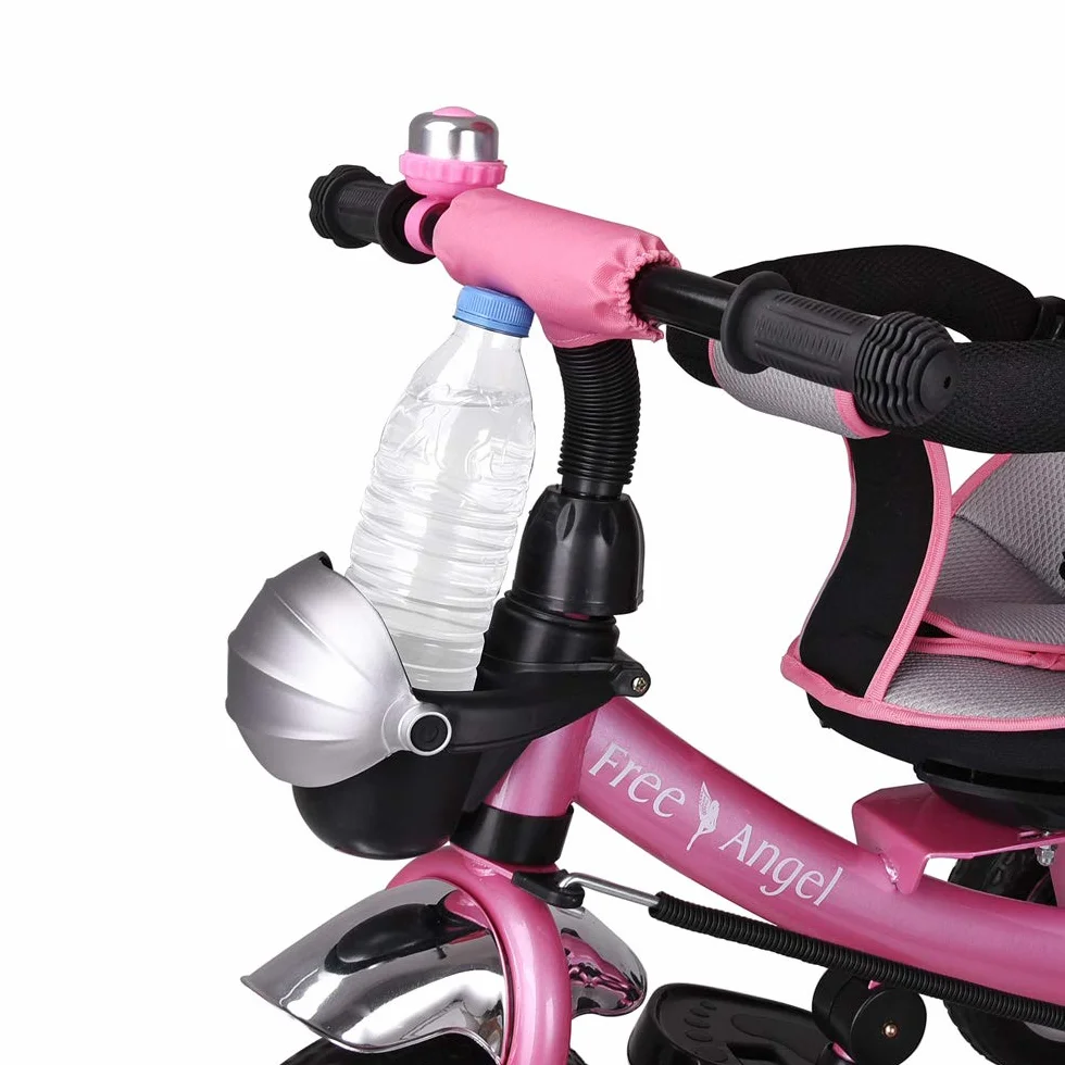Spielwerk Triciclo 4in1 per Bambini da 1 Anno Passeggino con Maniglione Biciletta Bimbi Neonato Cappottina Cintura Bici a Tre Ruote Copertura Pioggia