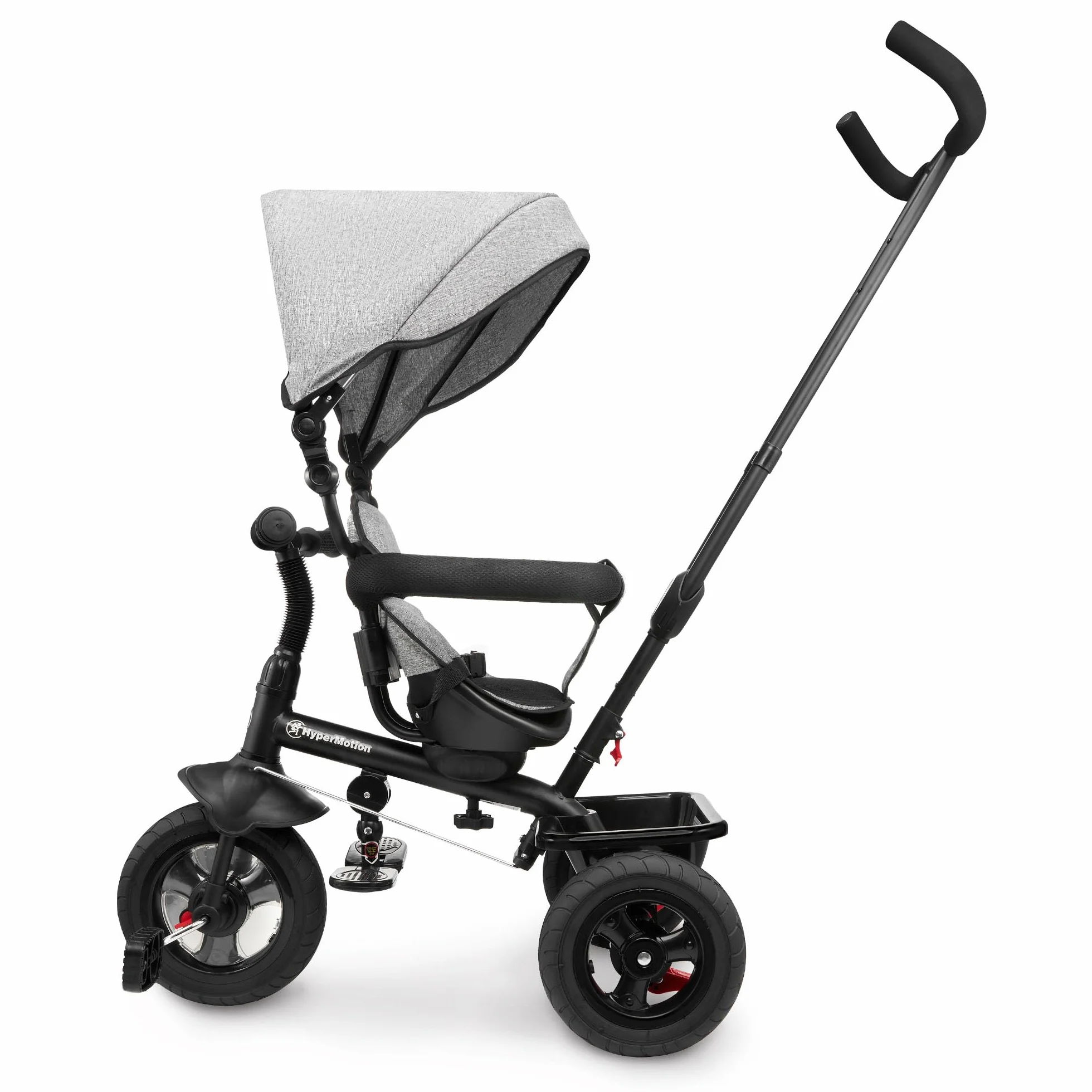 HyperMotion Triciclo Pieghevole per Bambini 1-4 Anni con Manubrio per Genitori - Bicicletta Evolutiva fino a 20kg - Monopattino Bambino Regolabile con Struttura Ergonomica, Grigio