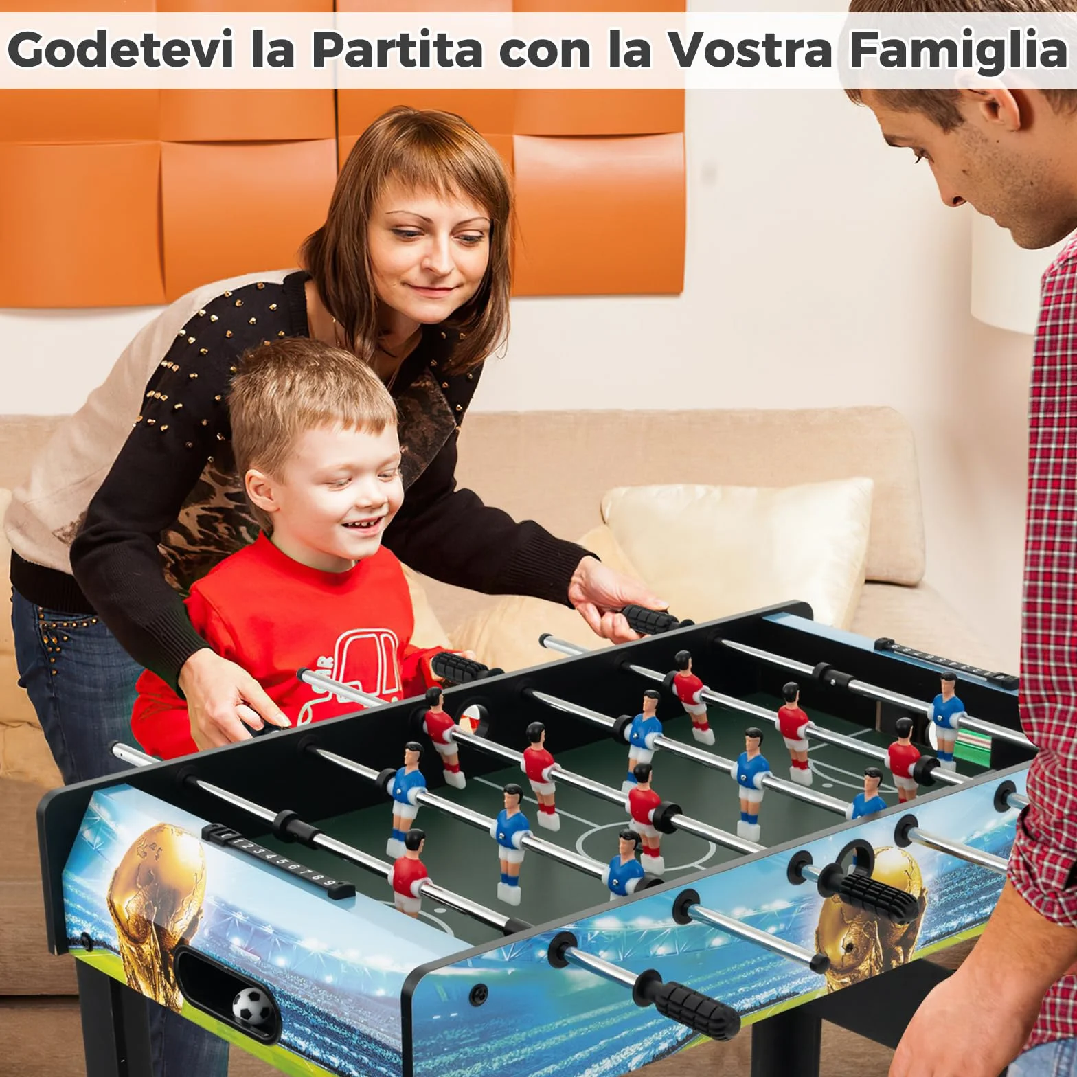 COSTWAY Mini Calcio Balilla, Calcetto con Segnapunti e Gambe Rimovibili, Gioco da Sala Giochi Salvaspazio per Sala Giochi Feste, 94x51x68,5 cm
