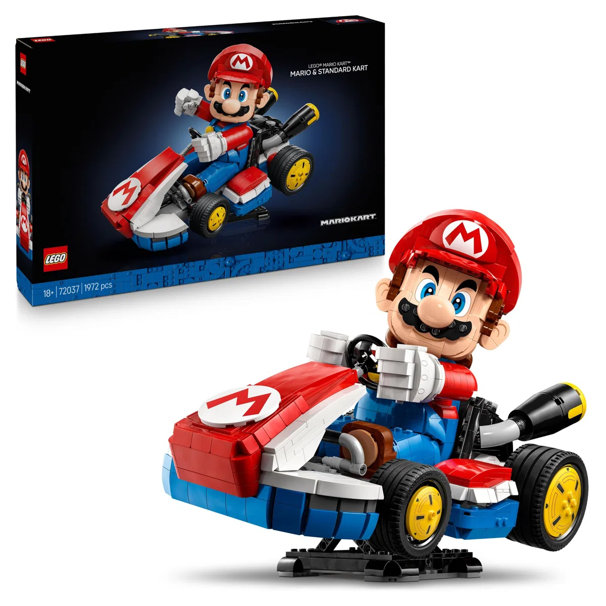 LEGO Mario Kart: Mario e Kart Standard - Personaggio Nintendo da Esposizione con Modellino di Auto per i Fan del Videogioco - 72037