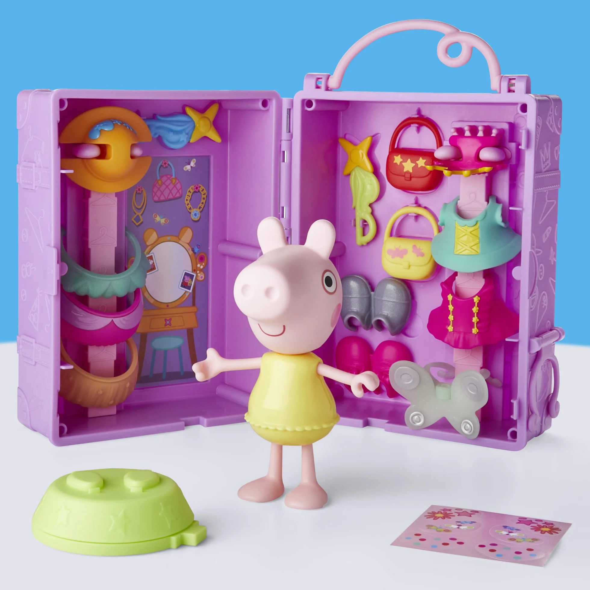 Peppa Pig Hasbro, Guardaroba di Peppa, Set di Giocattoli per Bambini e Bambine dai 3 Anni in Su, Ottima Idea Regalo, Include Action Figure di Peppa, 14 Accessori e Sticker