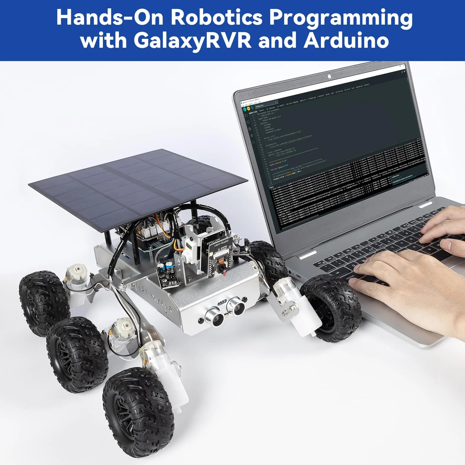 SunFounder GalaxyRVR Mars Rover STEM Kit per Arduino, compatibile con Uno R3, sospensione Rocker-Bogie, Scratch, C, fotocamera, FPV, batteria ricaricabile, per studenti, educatori, ingegneri