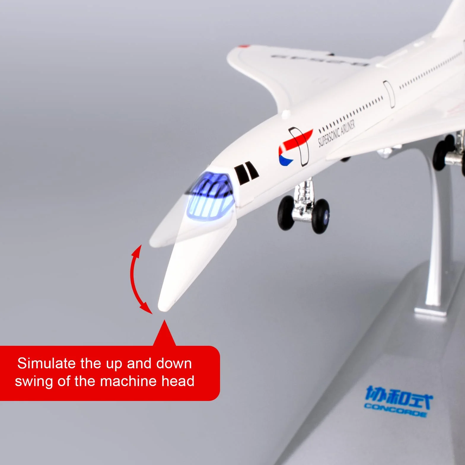 TGRCM-CZ 1/168 Concorde Supersonic Airliner Modello Aereo, Giocattoli in lega di zinco Diecast Auto con suoni e luci per collezionisti e bambini 3 anni di compleanno