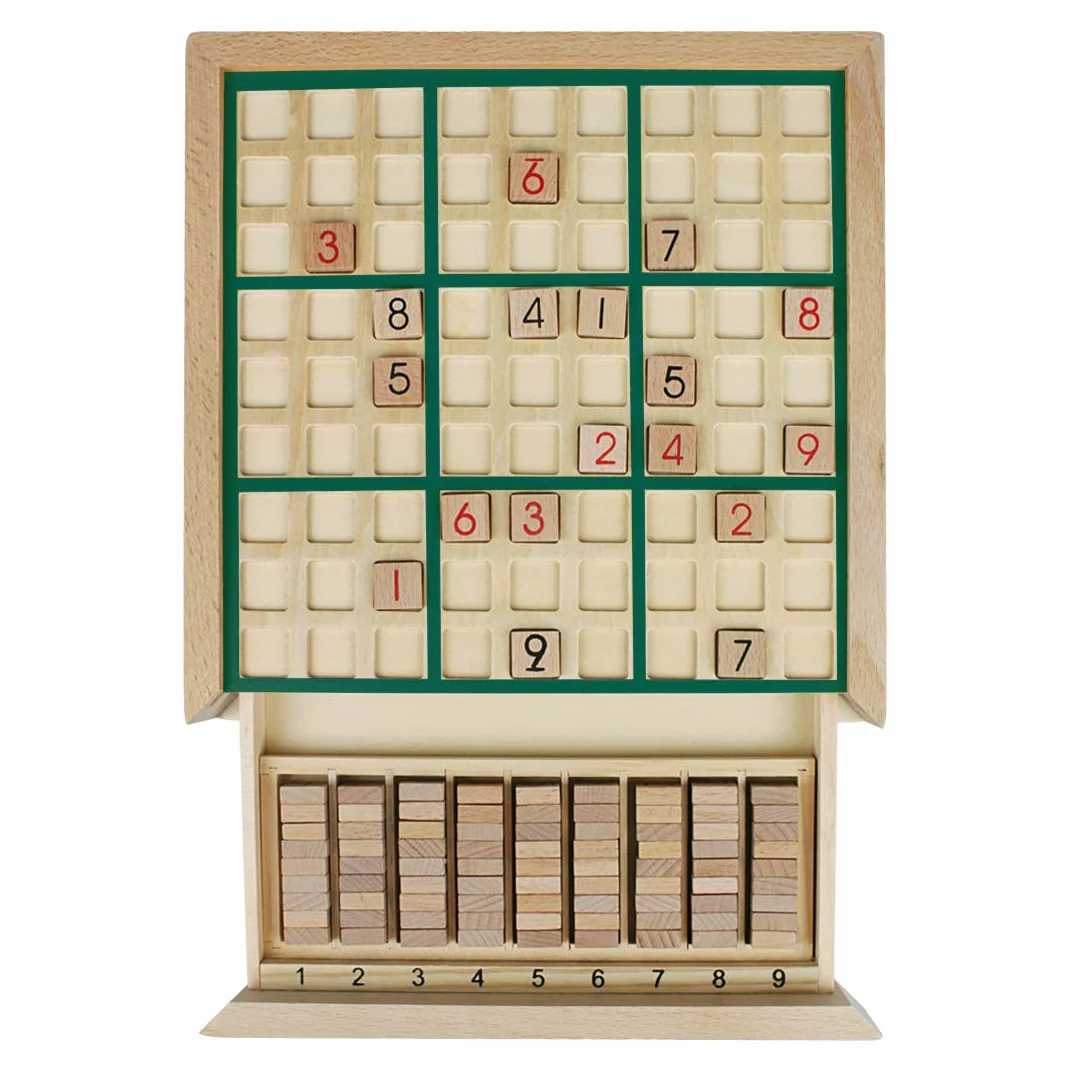 Andux Zona Legno Sudoku Tavola Giochi Con Cassetto SD-02 (Verde)